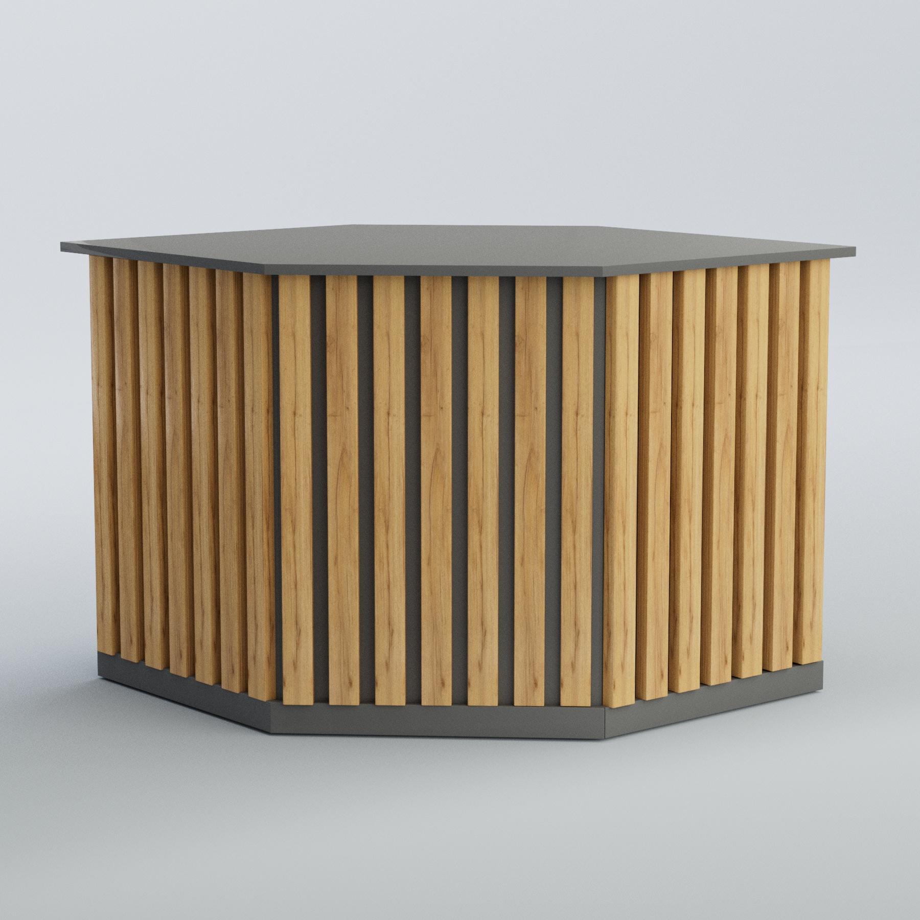 Ресепшен - стол угловой серии ПРИЛИВ №10 Темно-серый и Дуб Золотистый