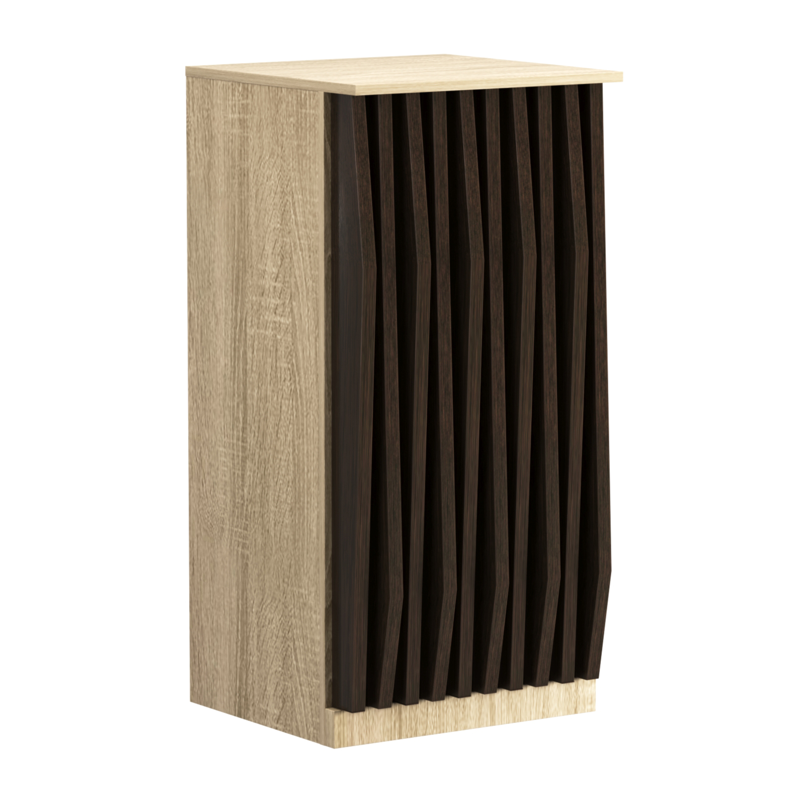 Торговый стол-прилавок квадратный для выдачи товара с планками серии ОРНАМЕНТ №21 Дуб Сонома + Дуб Венге