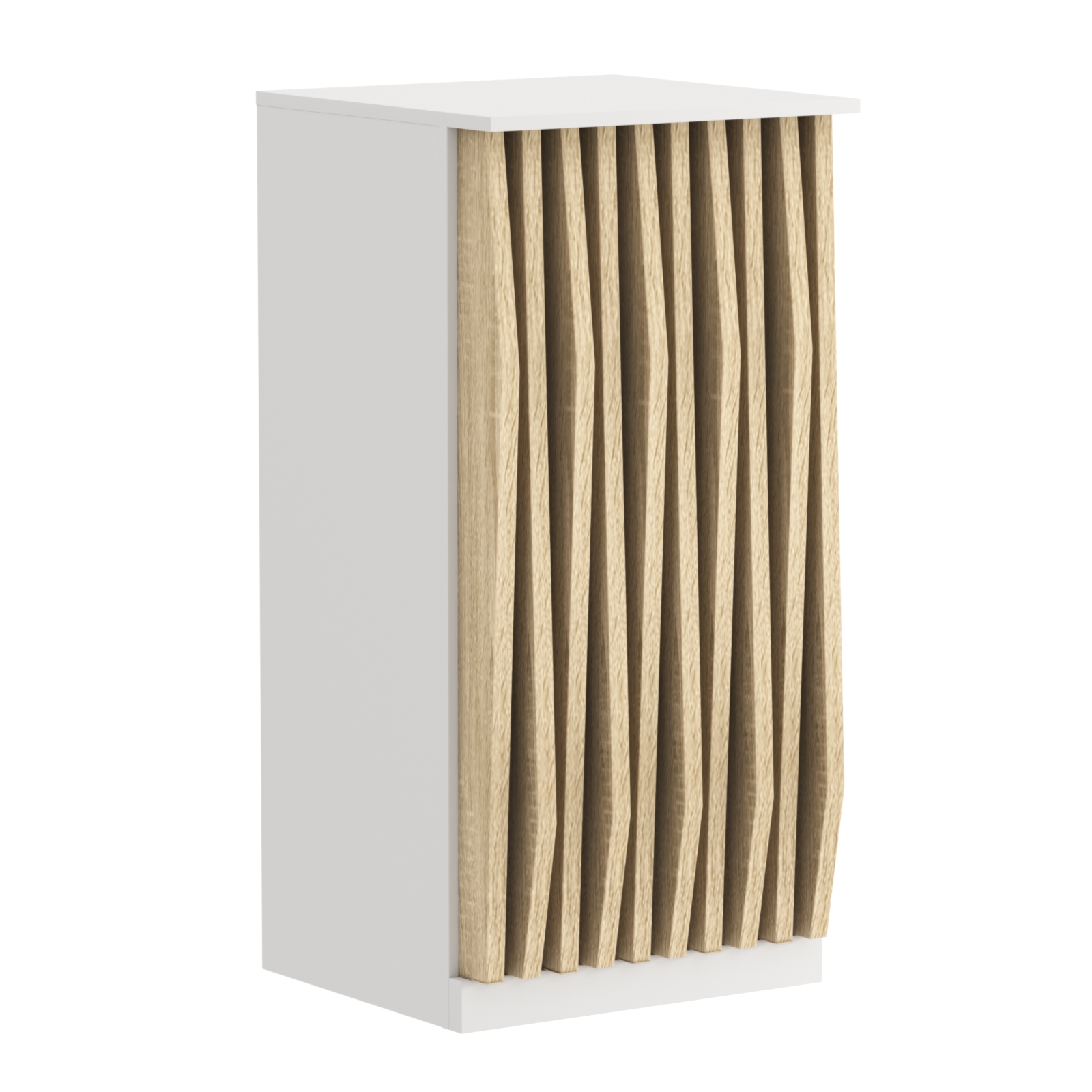 Торговый стол-прилавок квадратный для выдачи товара с планками серии ОРНАМЕНТ №21 Белый + Дуб Сонома