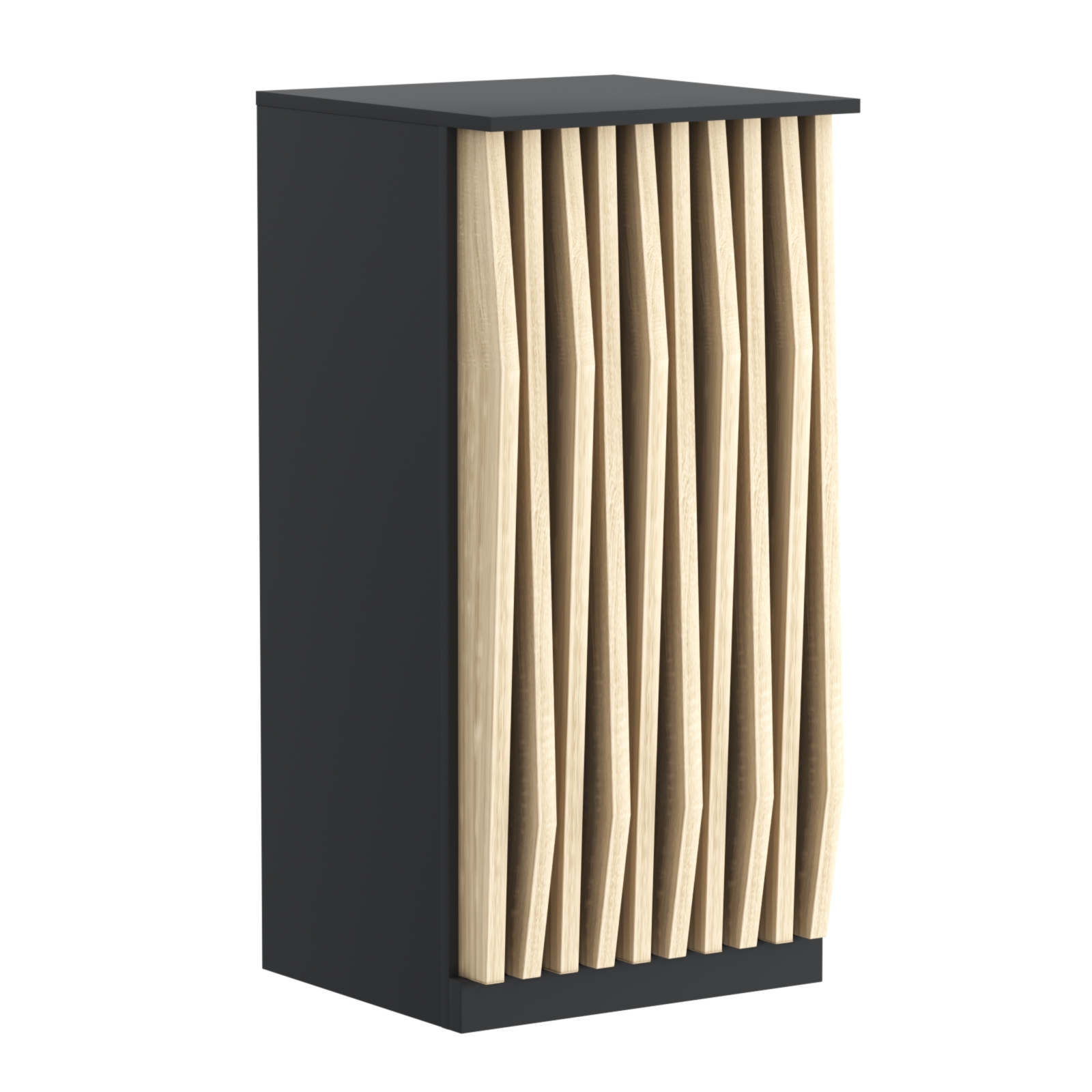 Торговый стол-прилавок квадратный для выдачи товара с планками серии ОРНАМЕНТ №21 Черный + Дуб Сонома