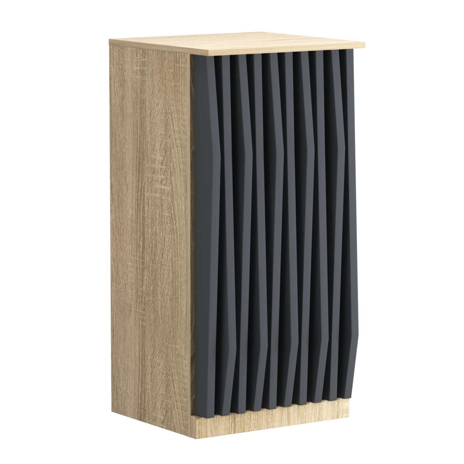 Торговый стол-прилавок квадратный для выдачи товара с планками серии ОРНАМЕНТ №21 Дуб Сонома и Темно-Серый 5-U2601