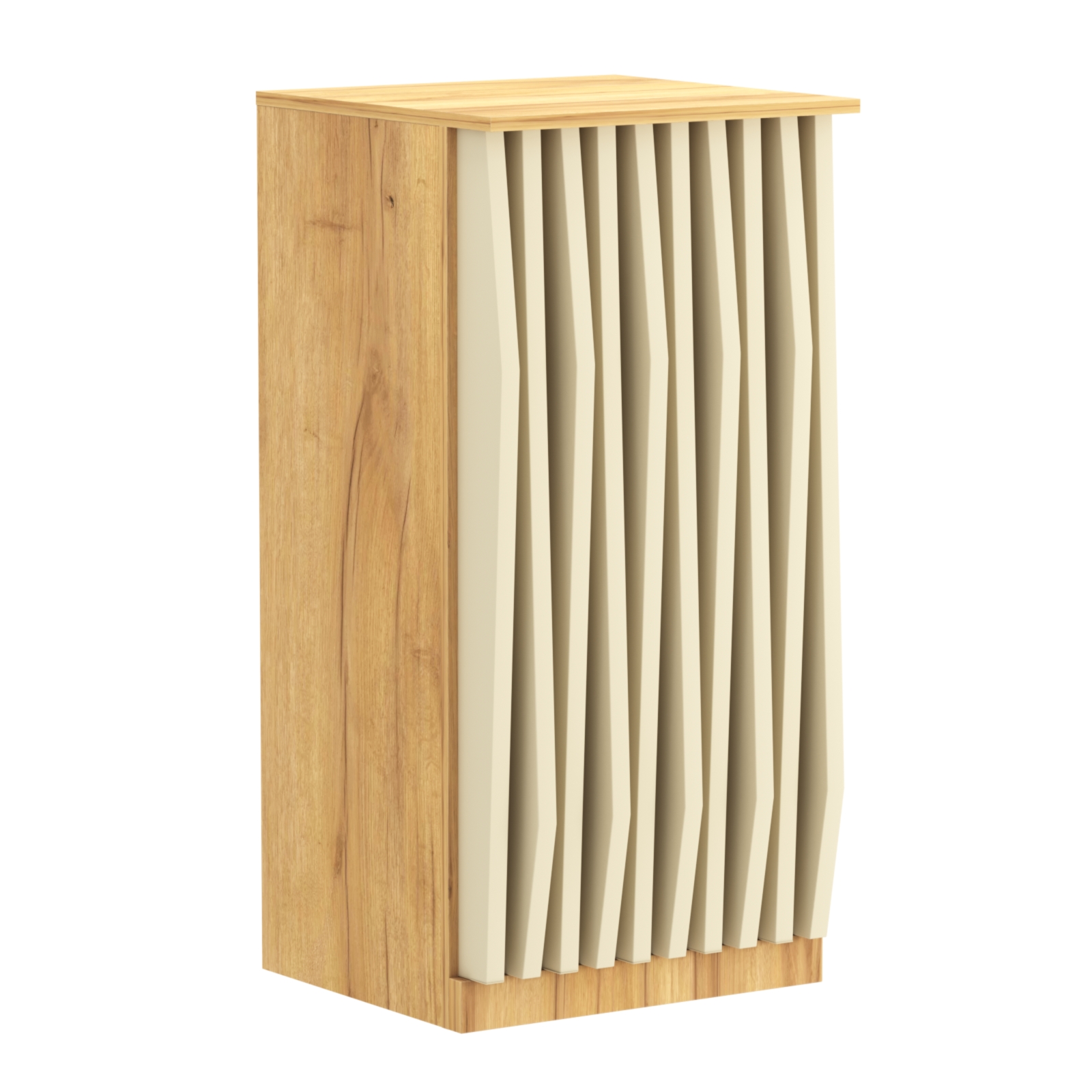 Торговый стол-прилавок квадратный для выдачи товара с планками серии ОРНАМЕНТ №21 Дуб Золотистый и Крем Вайс