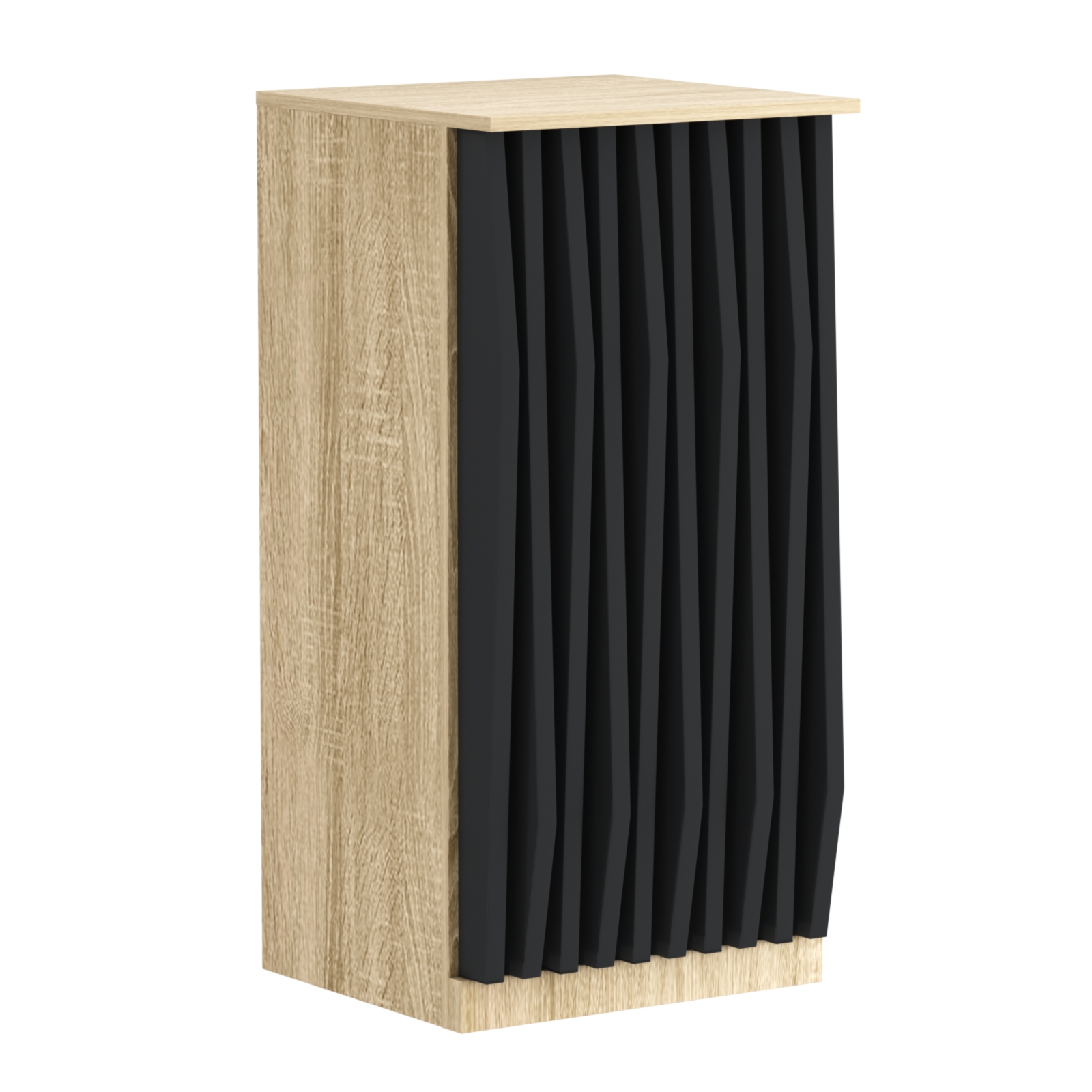 Торговый стол-прилавок квадратный для выдачи товара с планками серии ОРНАМЕНТ №21 Дуб сонома, Черный