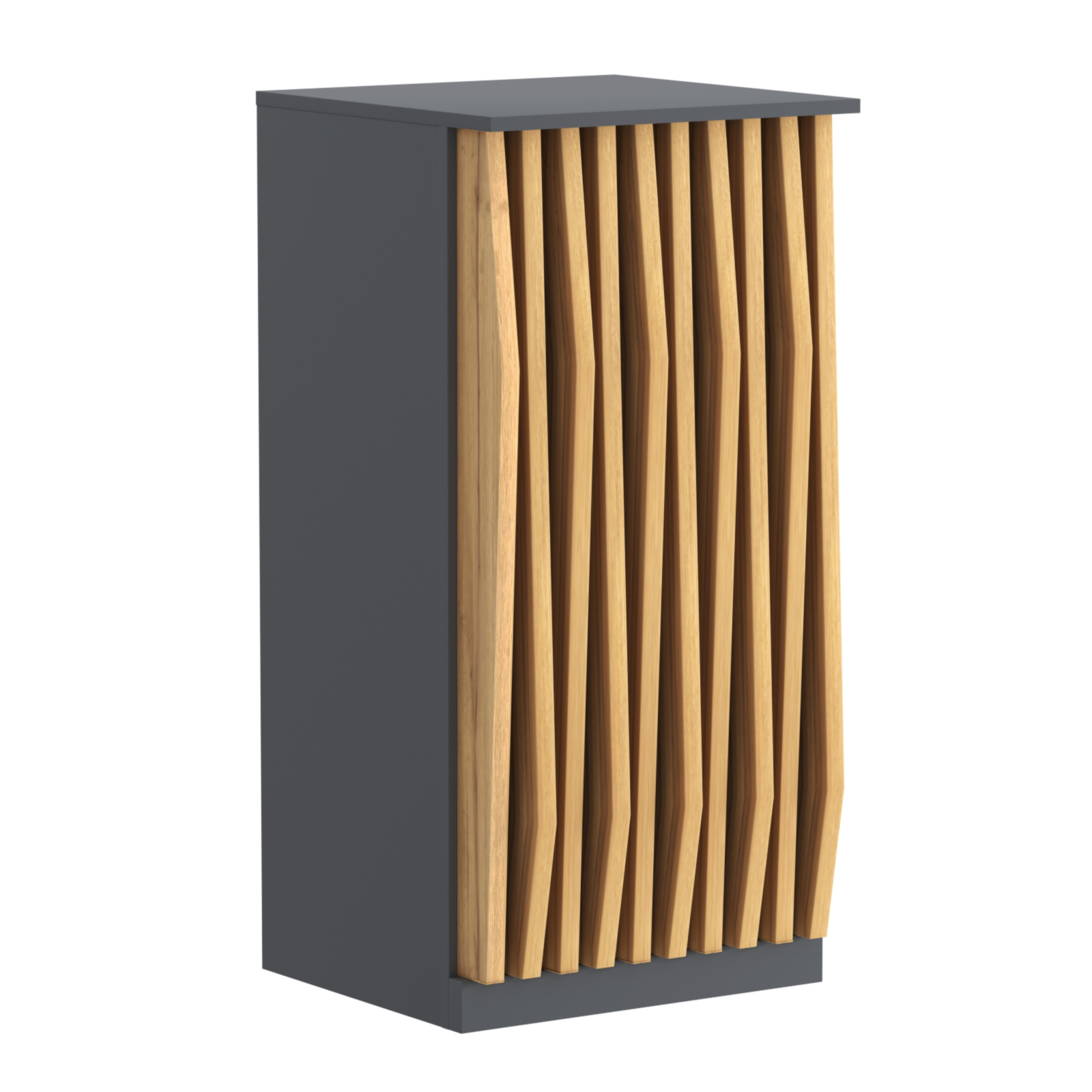 Торговый стол-прилавок квадратный для выдачи товара с планками серии ОРНАМЕНТ №21 Темно-Серый  + Дуб Золотистый