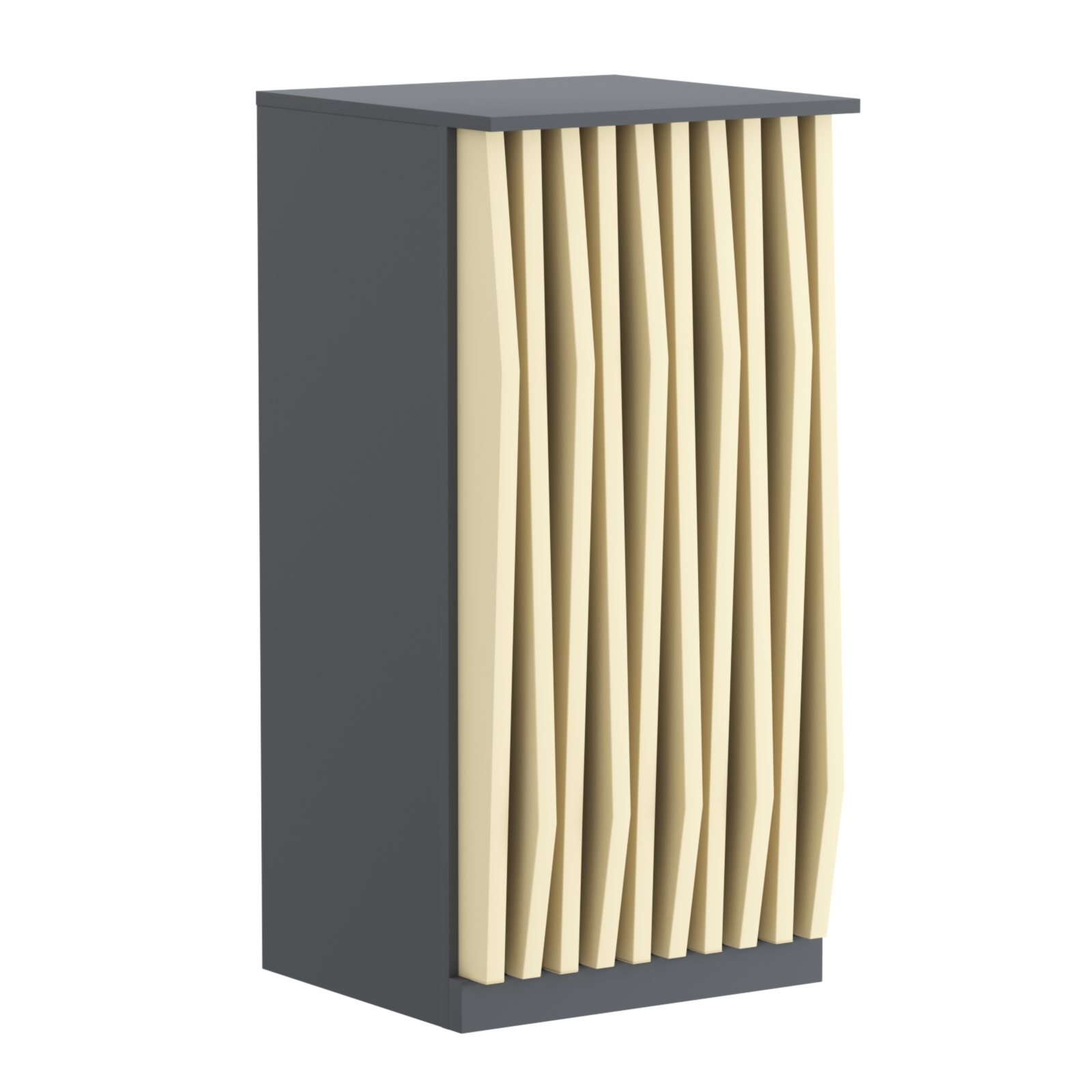 Торговый стол-прилавок квадратный для выдачи товара с планками серии ОРНАМЕНТ №21 Темно-серый + Крем Вайс