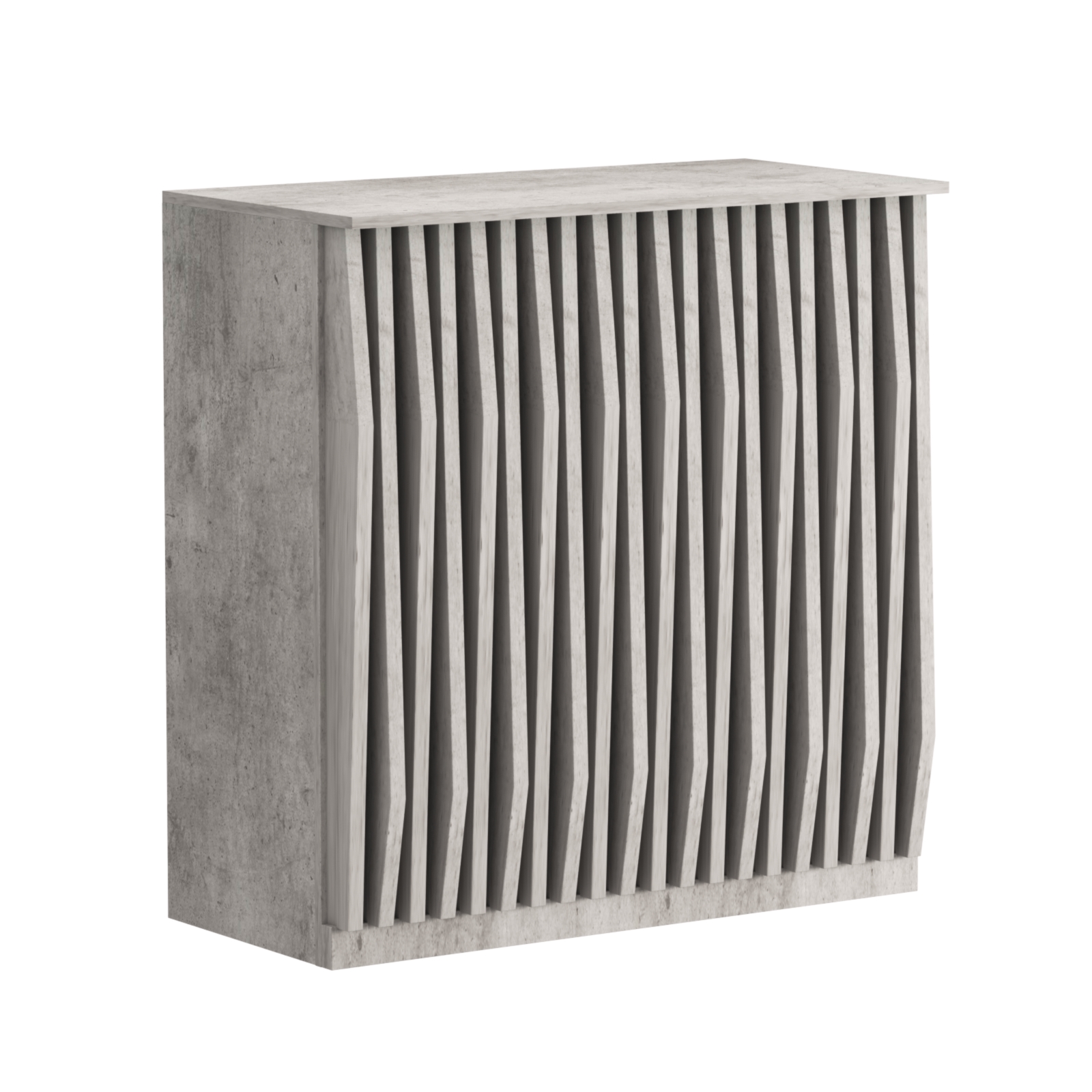 Торговый стол-прилавок широкий с планками серии ОРНАМЕНТ №20 Бетон Чикаго светло-серый F186 ST9