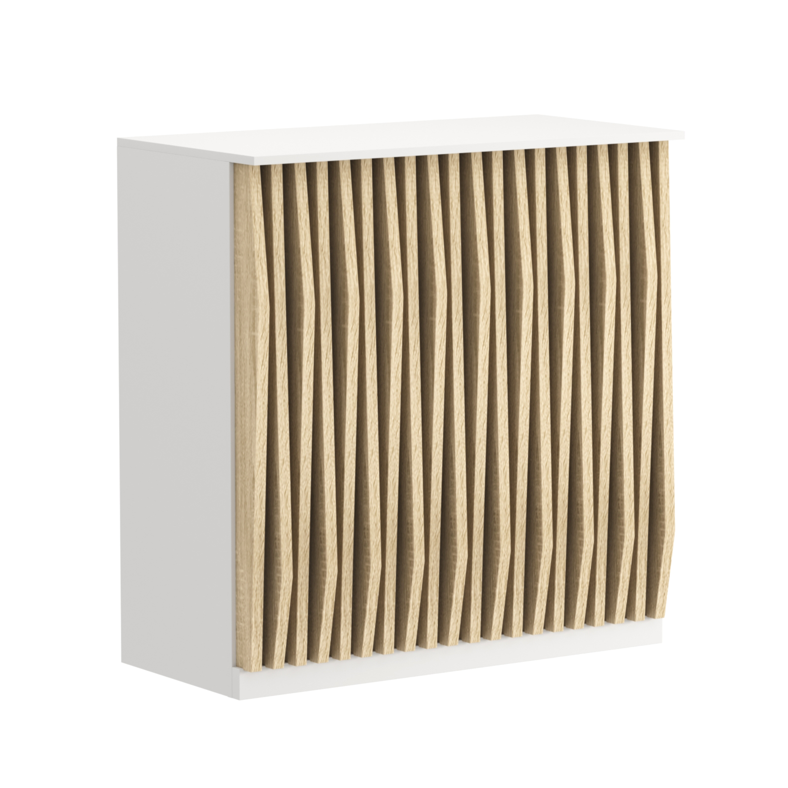 Торговый стол-прилавок широкий с планками серии ОРНАМЕНТ №20 Белый + Дуб Сонома