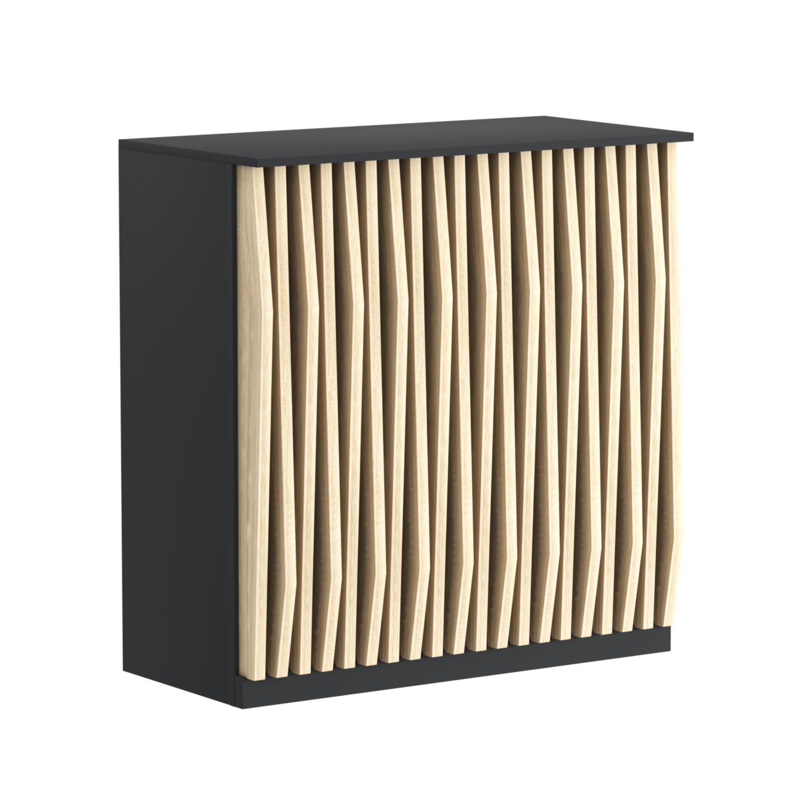 Торговый стол-прилавок широкий с планками серии ОРНАМЕНТ №20 Черный + Дуб Сонома