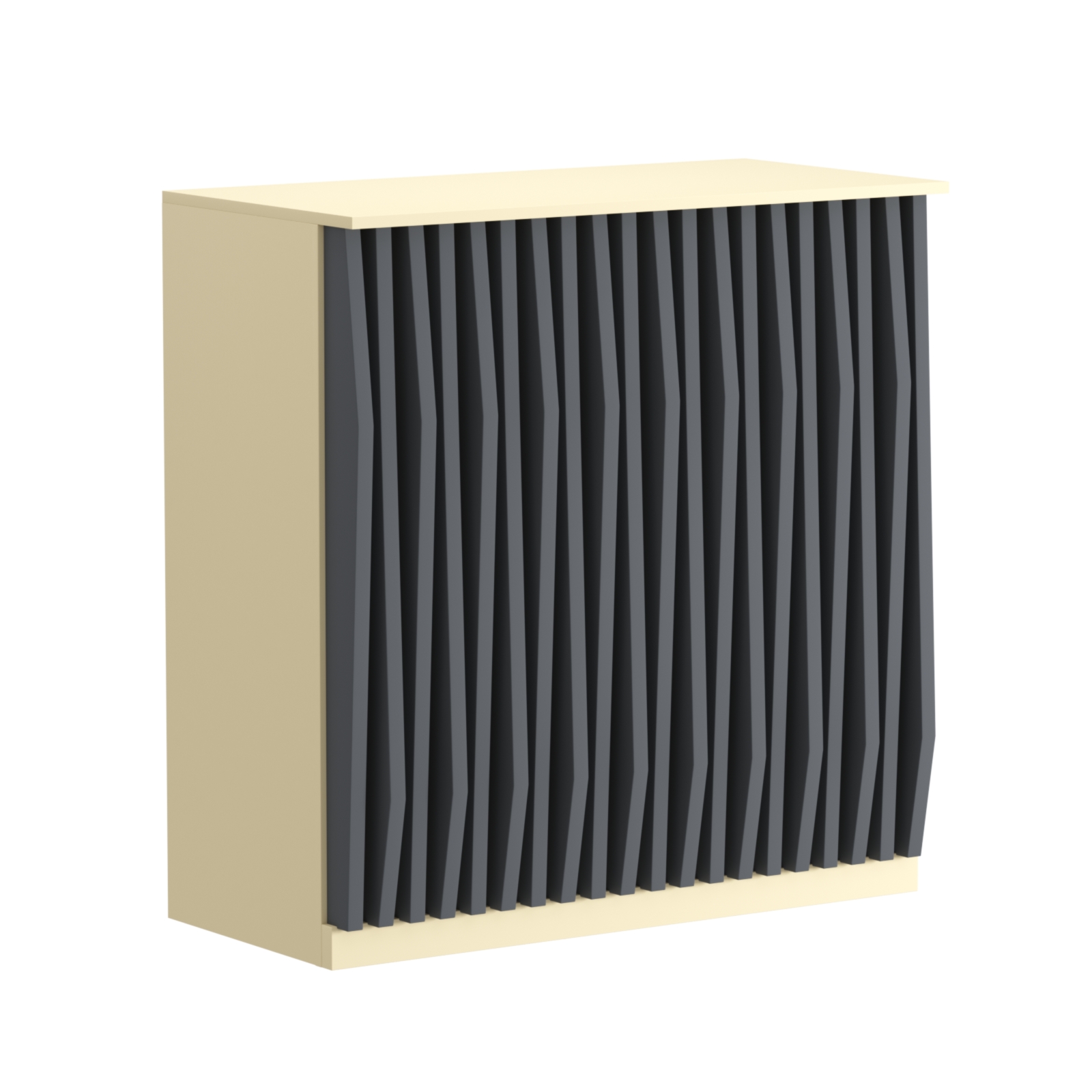 Торговый стол-прилавок широкий с планками серии ОРНАМЕНТ №20 Крем Вайс и Темно Серый U2236-U2601