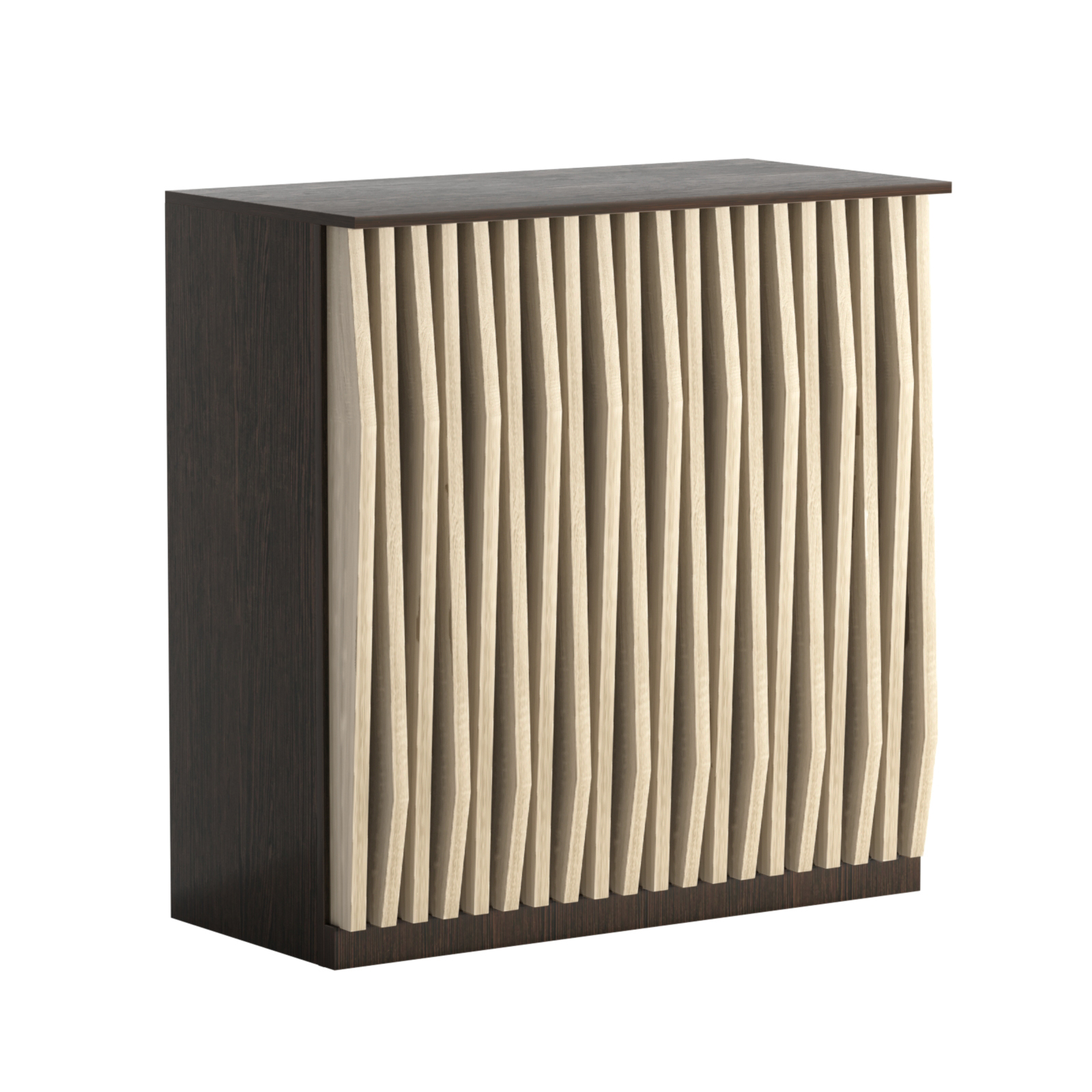 Торговый стол-прилавок широкий с планками серии ОРНАМЕНТ №20 Дуб Венге + Дуб Сонома