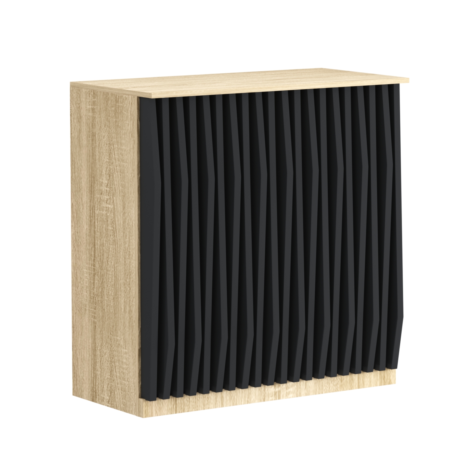 Торговый стол-прилавок широкий с планками серии ОРНАМЕНТ №20 Дуб сонома, Черный