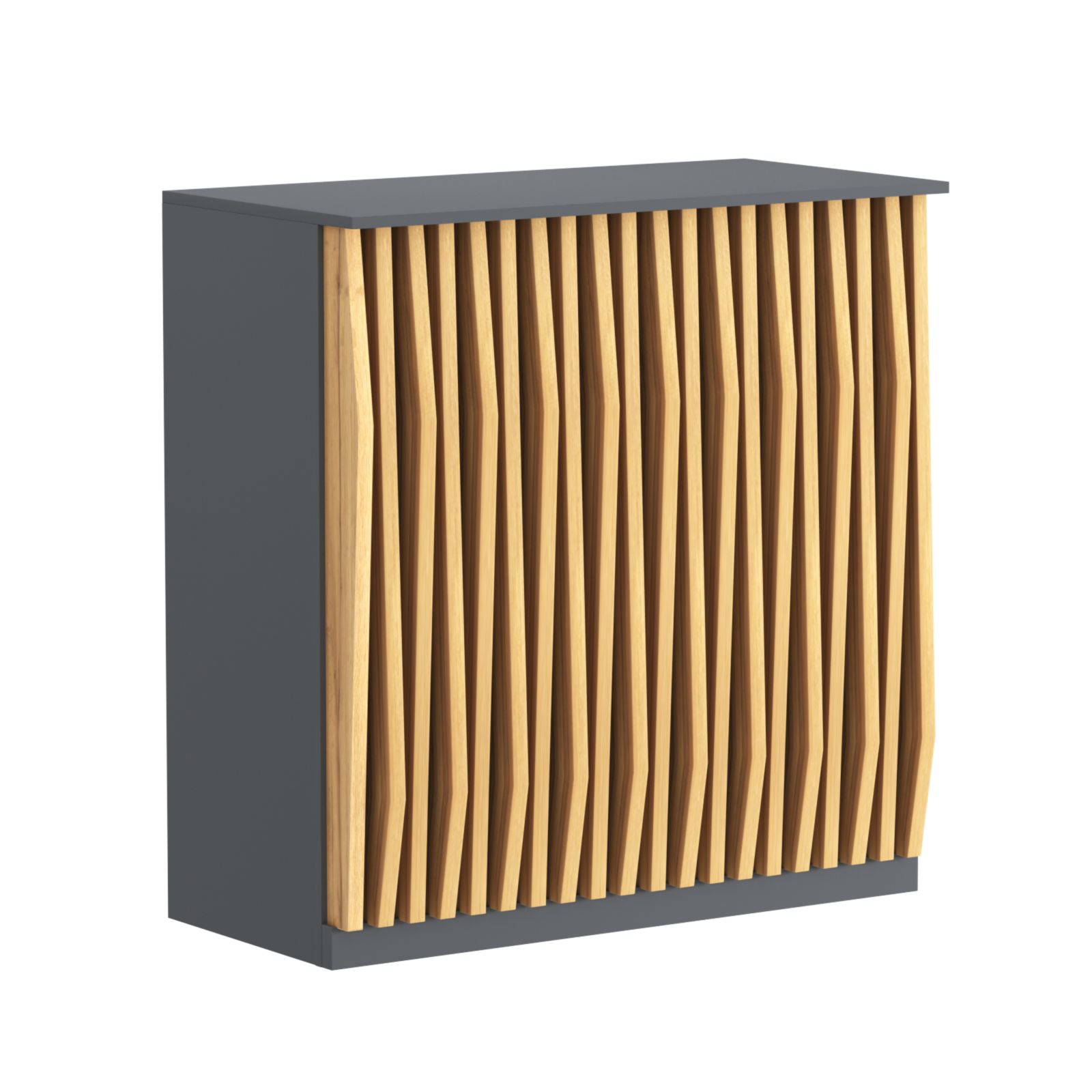 Торговый стол-прилавок широкий с планками серии ОРНАМЕНТ №20 Темно-Серый  + Дуб Золотистый