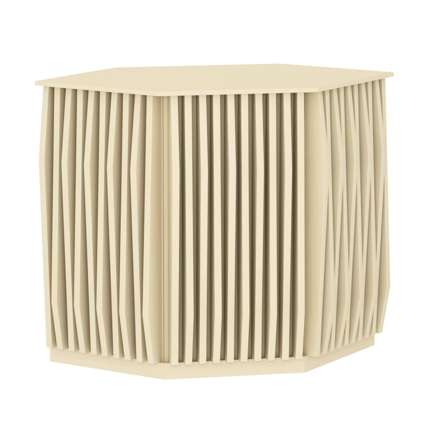 Торговый стол-прилавок шестигранный с планками серии ОРНАМЕНТ №22 Крем Вайс