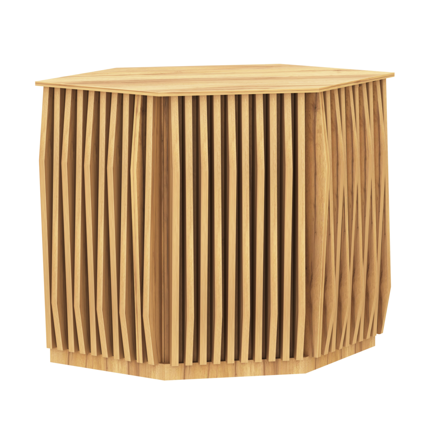 Торговый стол-прилавок шестигранный с планками серии ОРНАМЕНТ №22 Дуб Золотистый