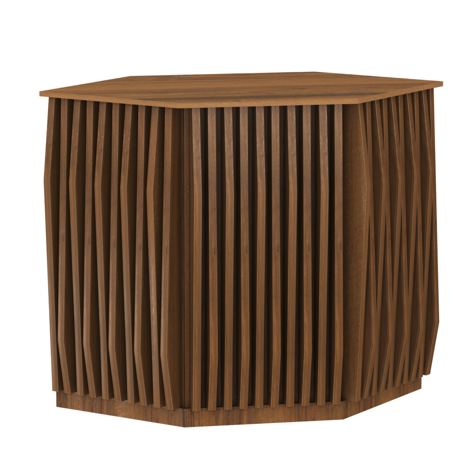 Торговый стол-прилавок шестигранный с планками серии ОРНАМЕНТ №22 Орех