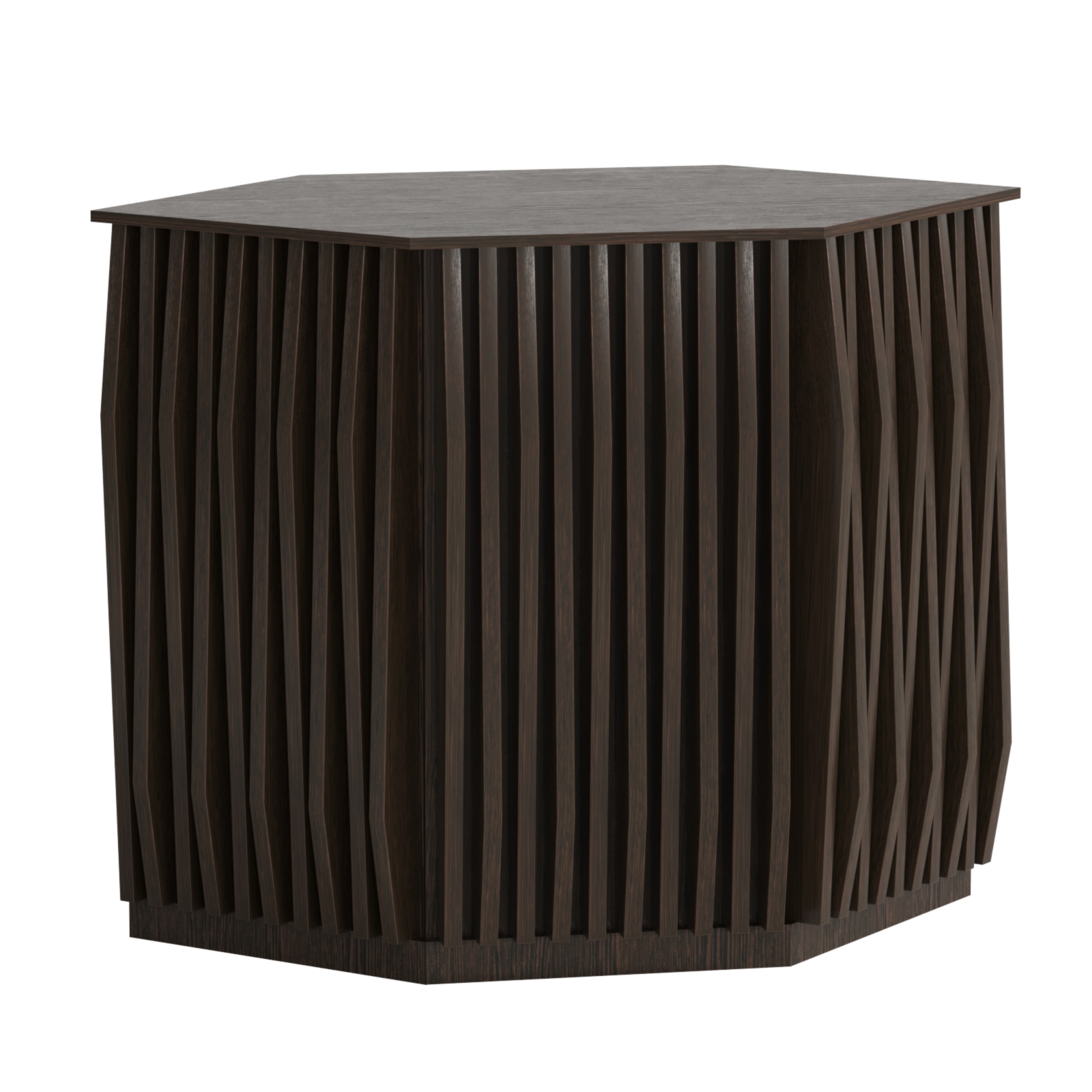 Торговый стол-прилавок шестигранный с планками серии ОРНАМЕНТ №22 Дуб Венге