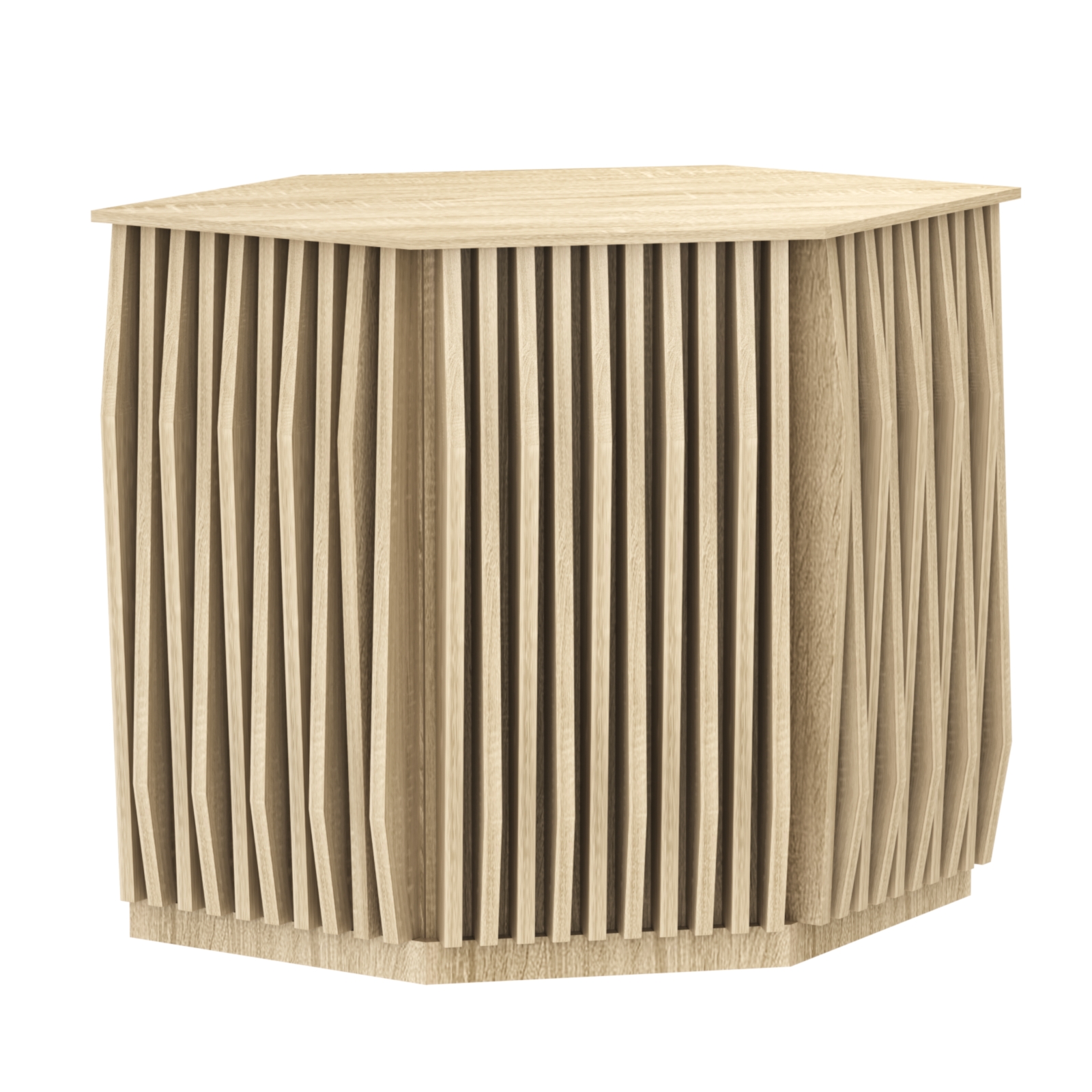 Торговый стол-прилавок шестигранный с планками серии ОРНАМЕНТ №22 Дуб сонома