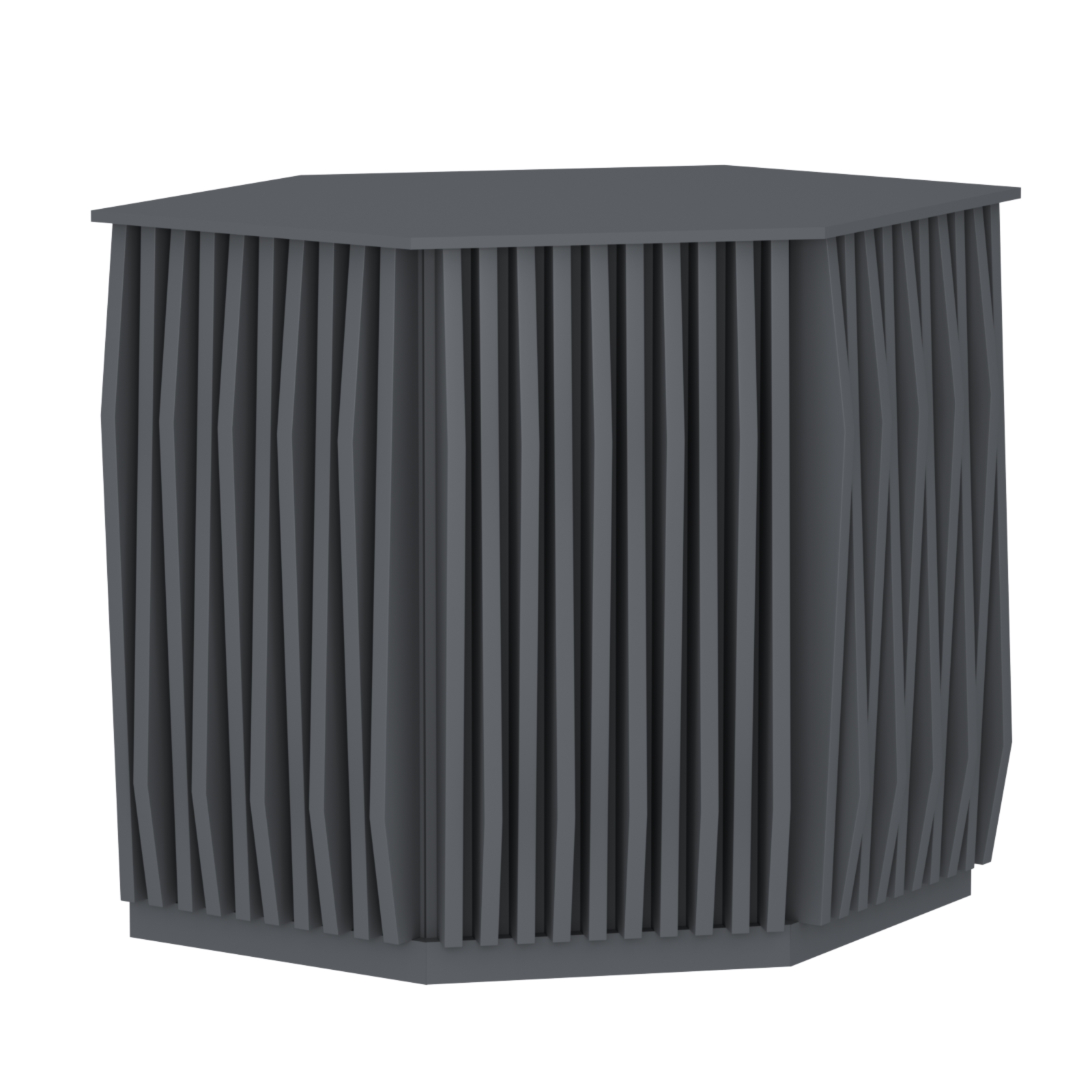 Торговый стол-прилавок шестигранный с планками серии ОРНАМЕНТ №22 Темно-Серый