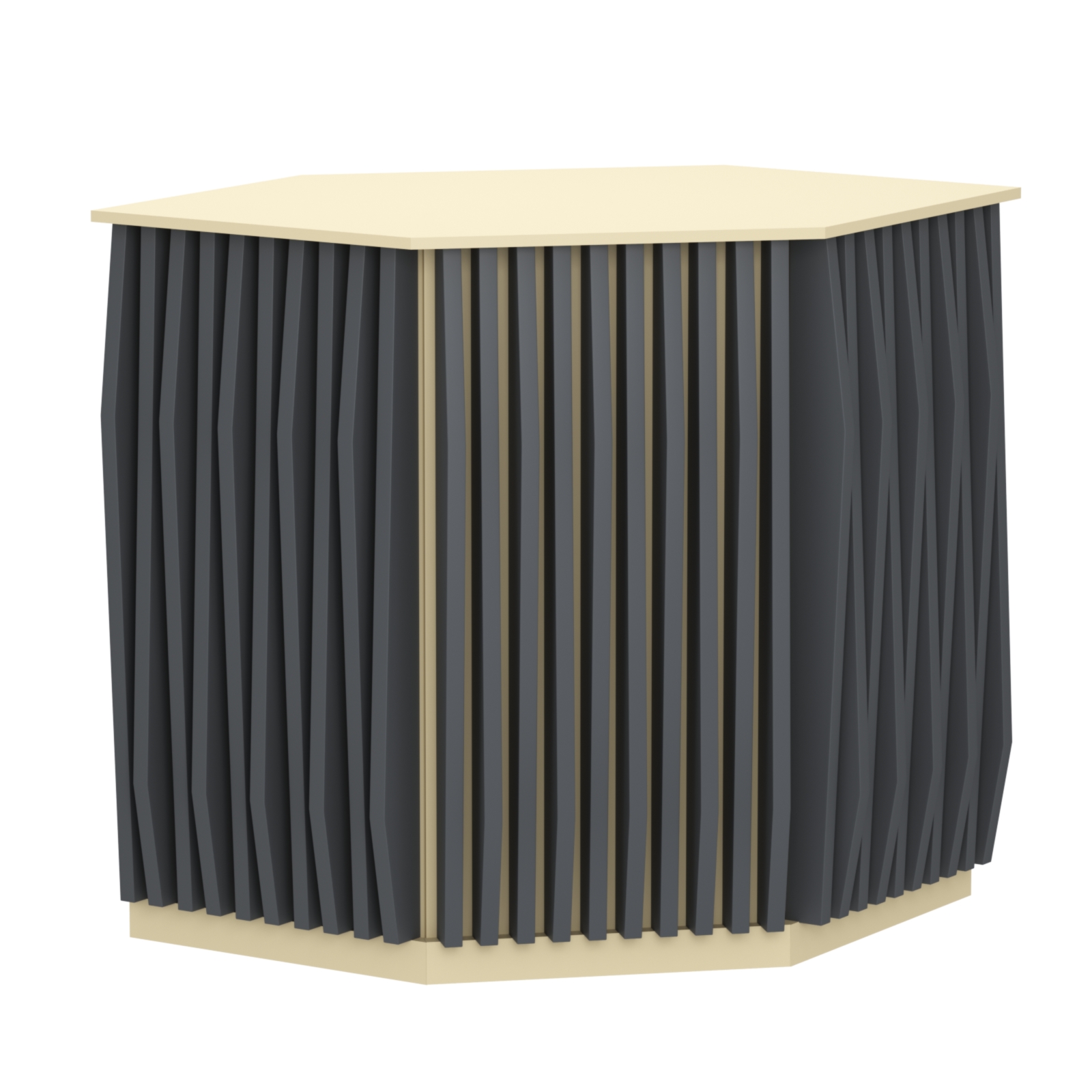 Торговый стол-прилавок шестигранный с планками серии ОРНАМЕНТ №22 Крем Вайс и Темно Серый U2236-U2601