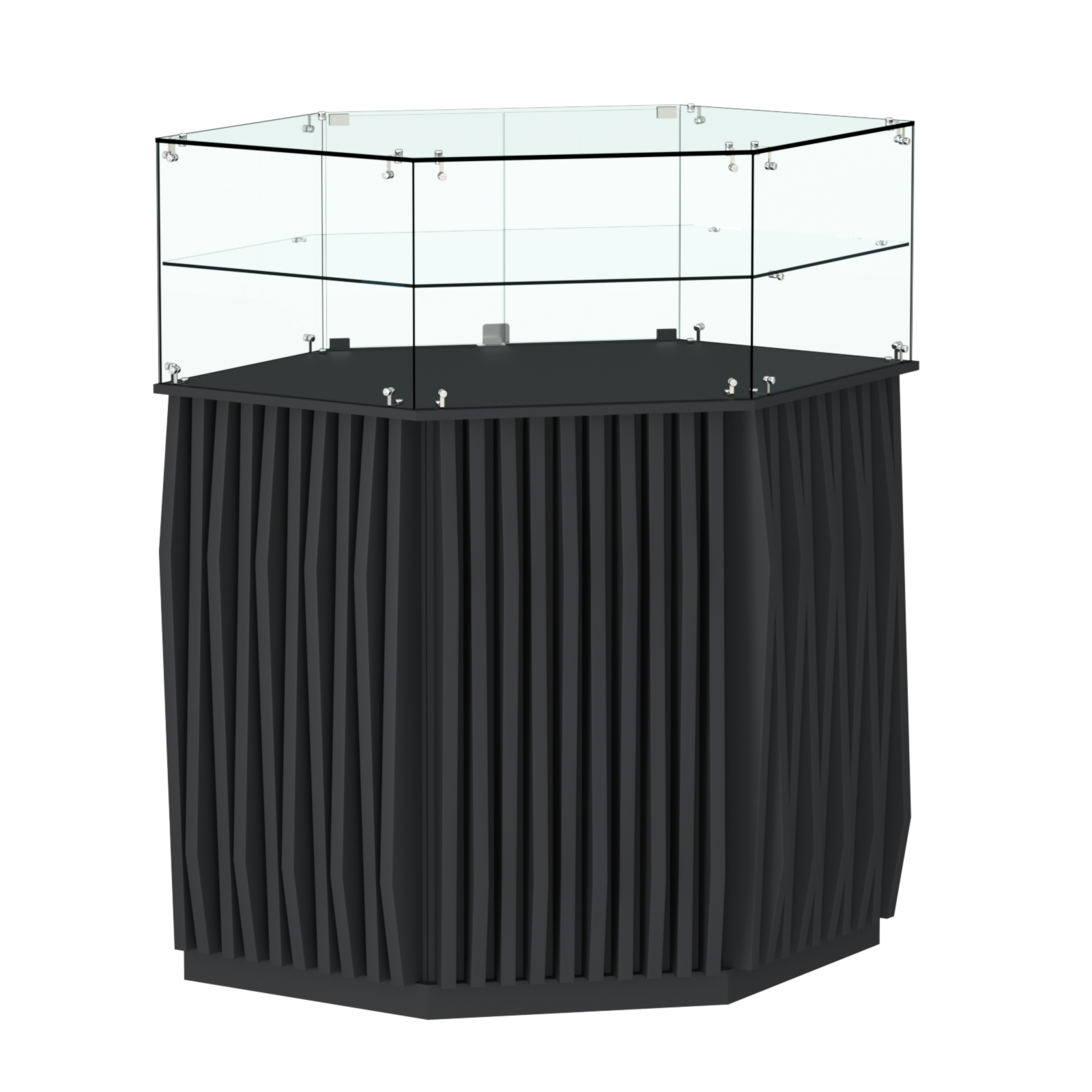 Торговый прилавок шестигранный с планками и одной полкой ОРНАМЕНТ №7 Черный