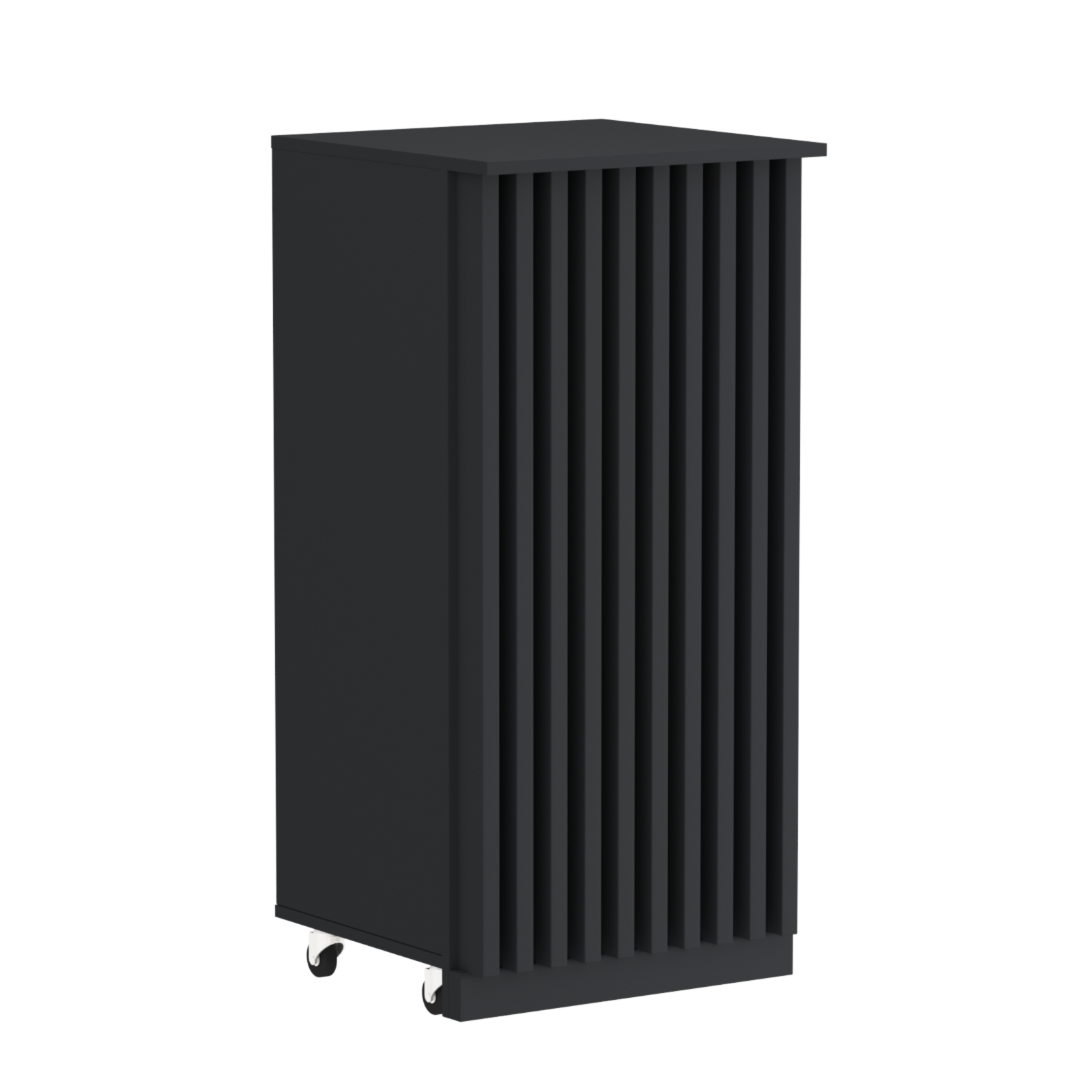 Торговый прилавок под кассу выкатной квадратный с планками серии ОРНАМЕНТ №2 Черный