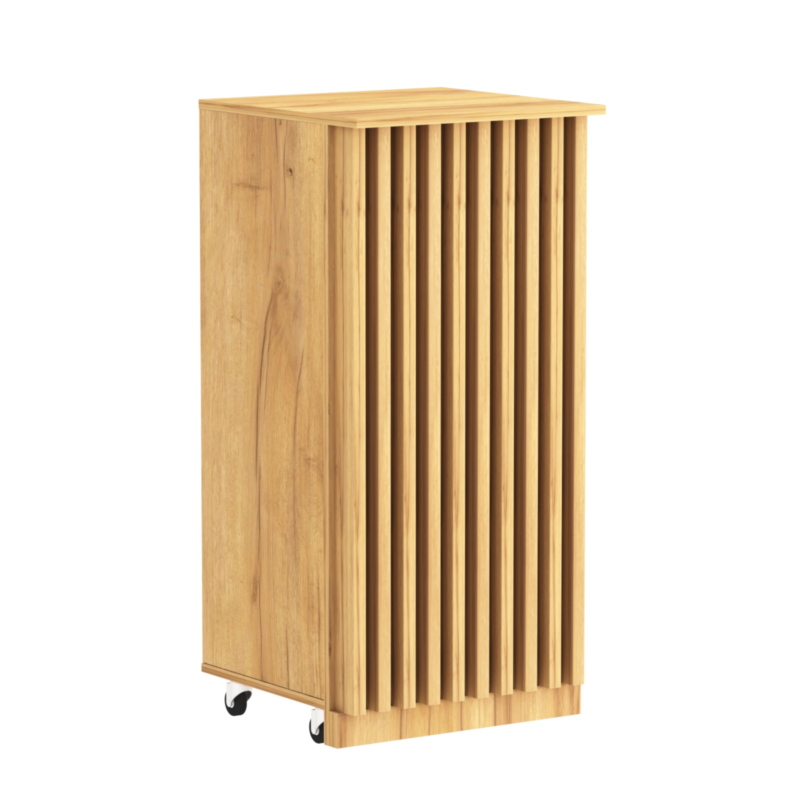 Торговый прилавок под кассу выкатной квадратный с планками серии ОРНАМЕНТ №2 Дуб Золотистый