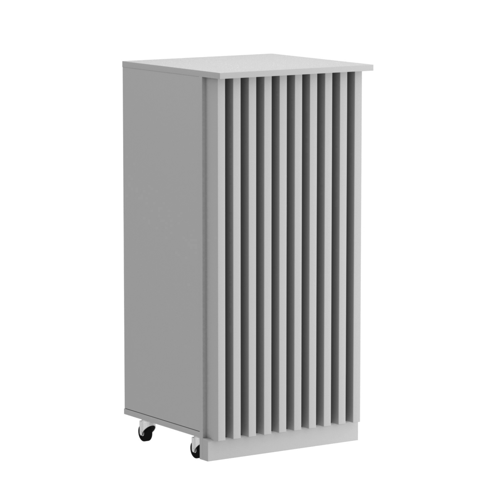 Торговый прилавок под кассу выкатной квадратный с планками серии ОРНАМЕНТ №2 Серый