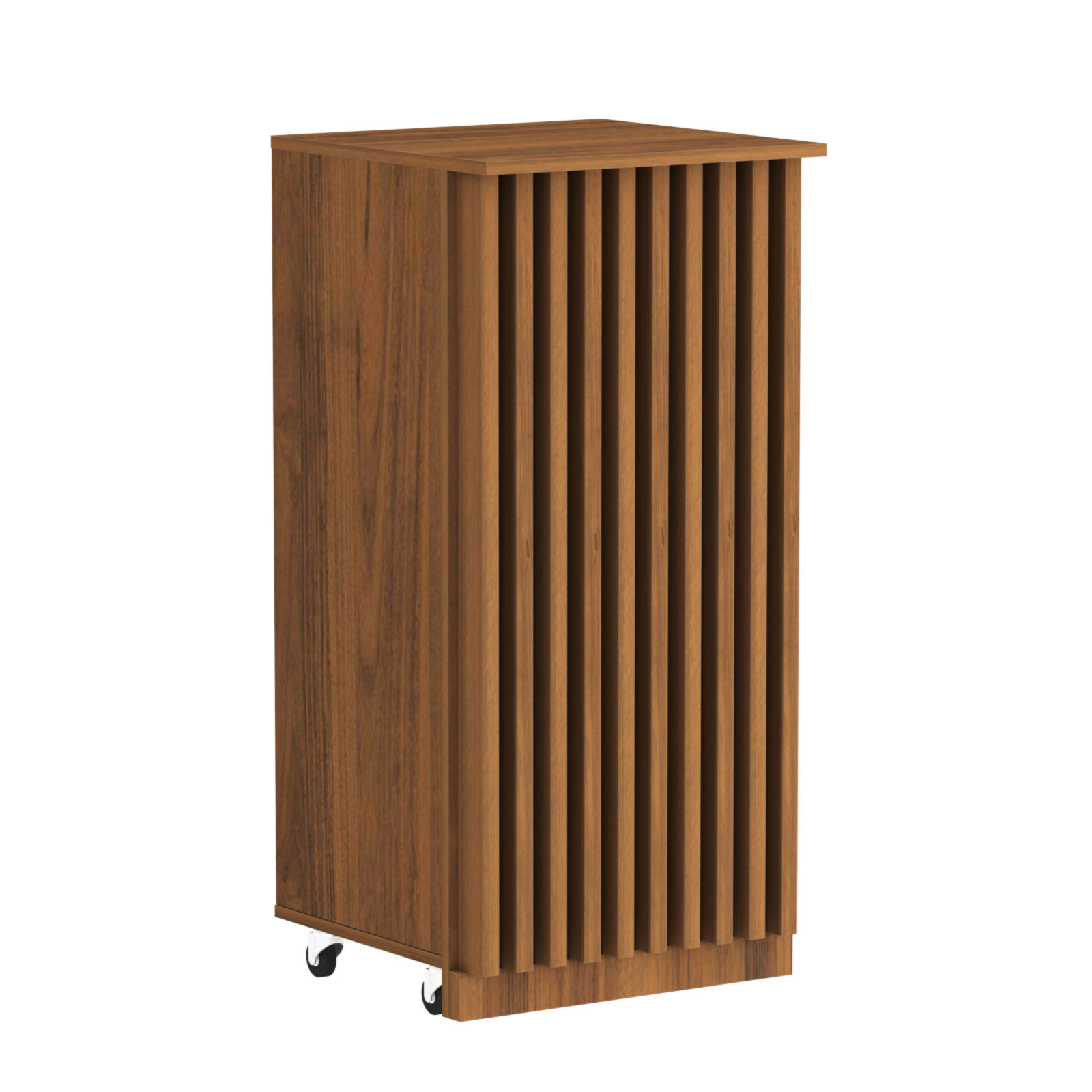 Торговый прилавок под кассу выкатной квадратный с планками серии ОРНАМЕНТ №2 Орех