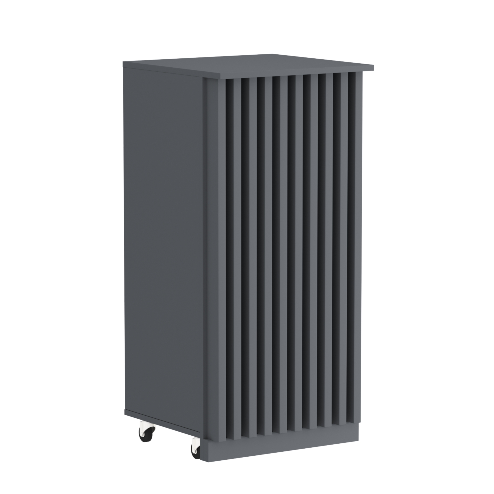 Торговый прилавок под кассу выкатной квадратный с планками серии ОРНАМЕНТ №2 Темно-Серый