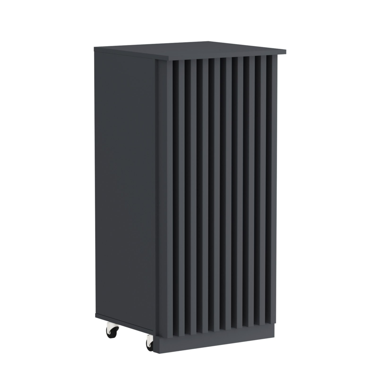 Торговый прилавок под кассу выкатной квадратный с планками серии ОРНАМЕНТ №2 Антрацит