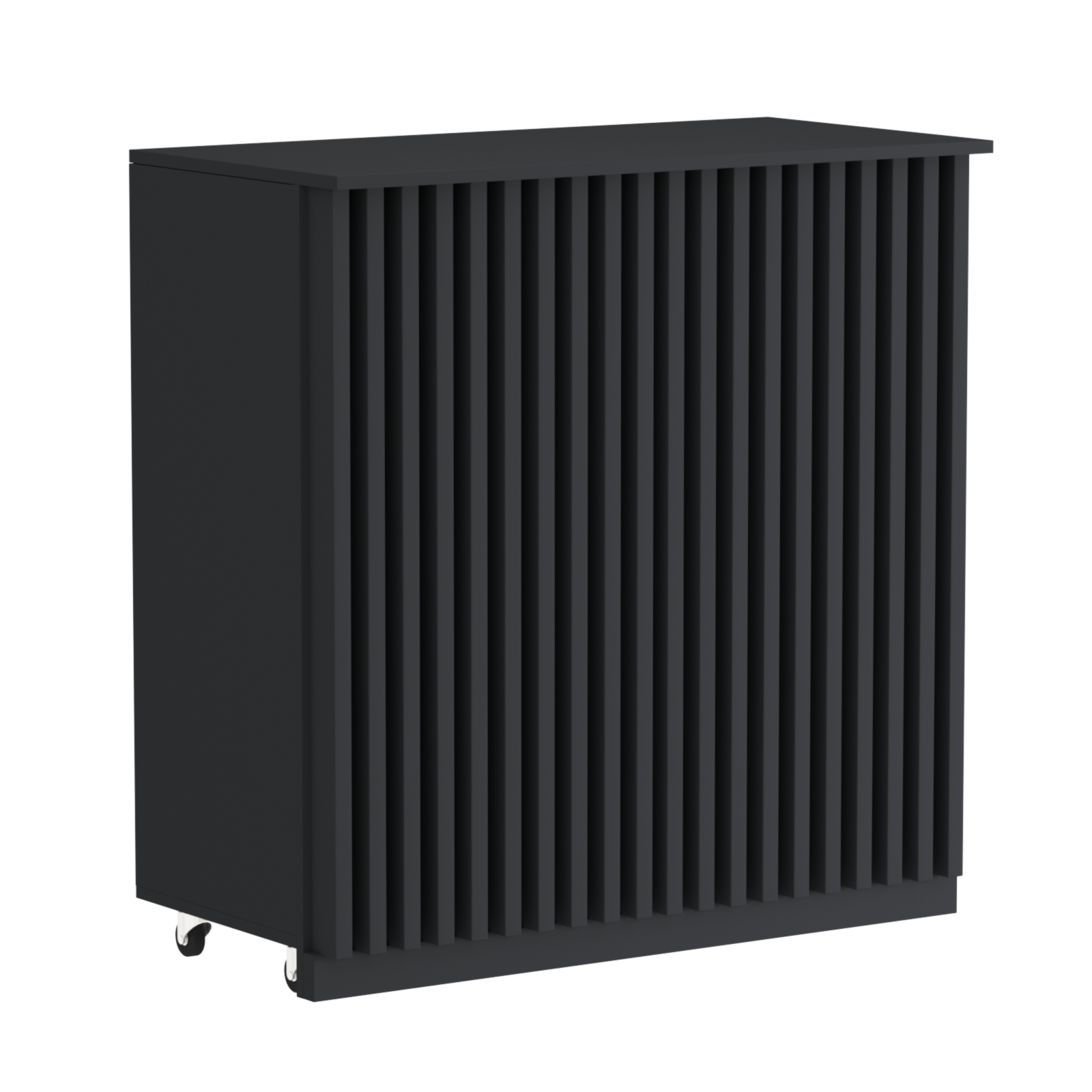 Торговый прилавок под кассу выкатной прямоугольный с планками серии ОРНАМЕНТ №1 Черный