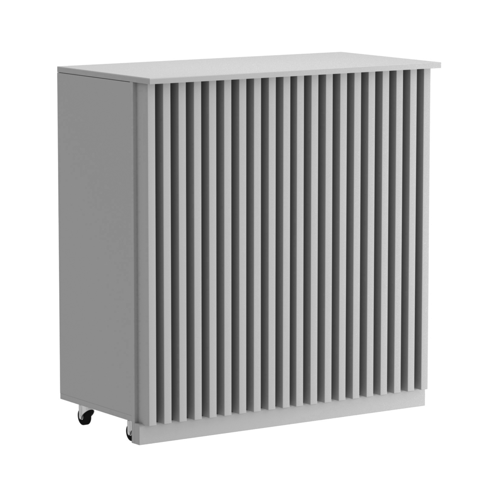 Торговый прилавок под кассу выкатной прямоугольный с планками серии ОРНАМЕНТ №1 Серый