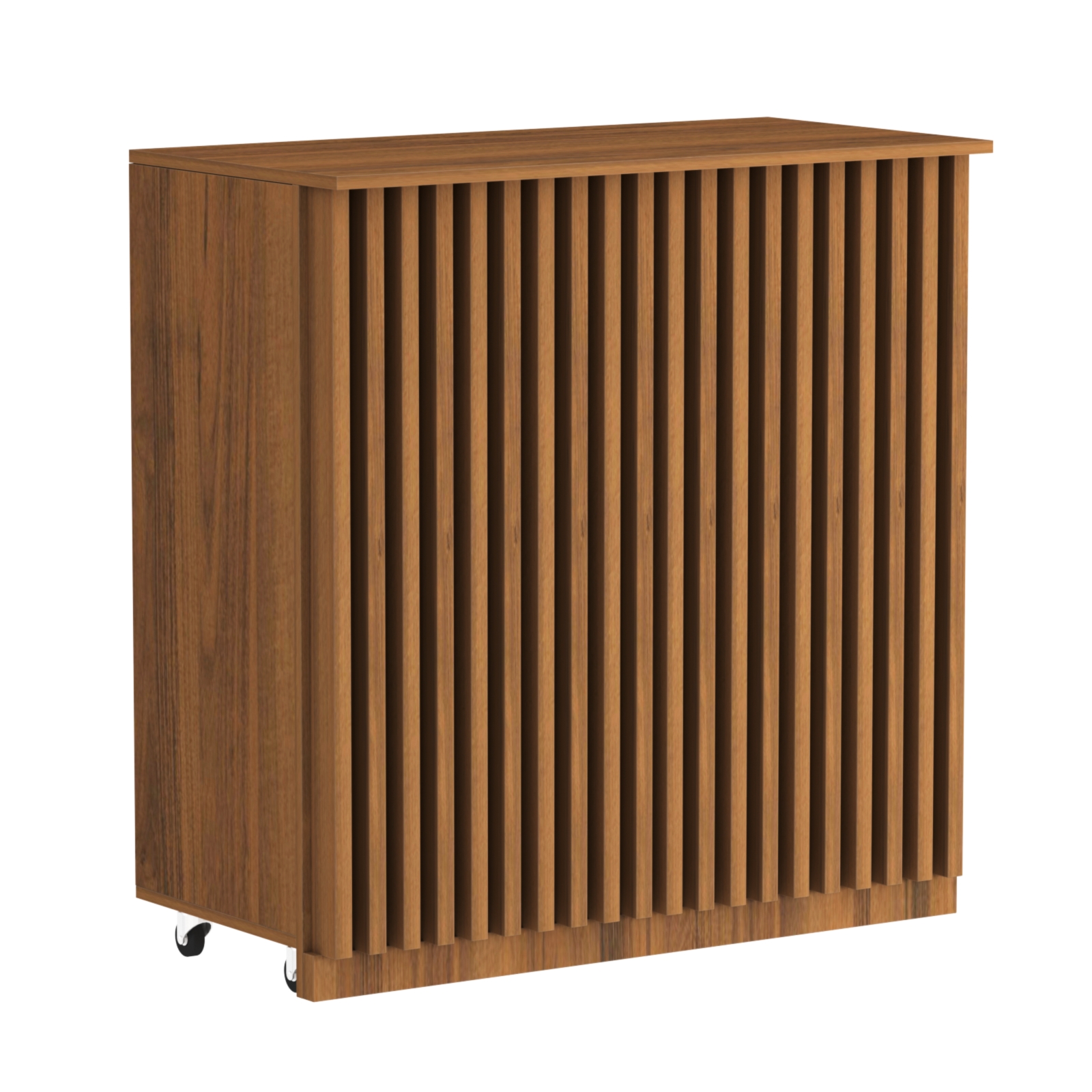 Торговый прилавок под кассу выкатной прямоугольный с планками серии ОРНАМЕНТ №1 Орех