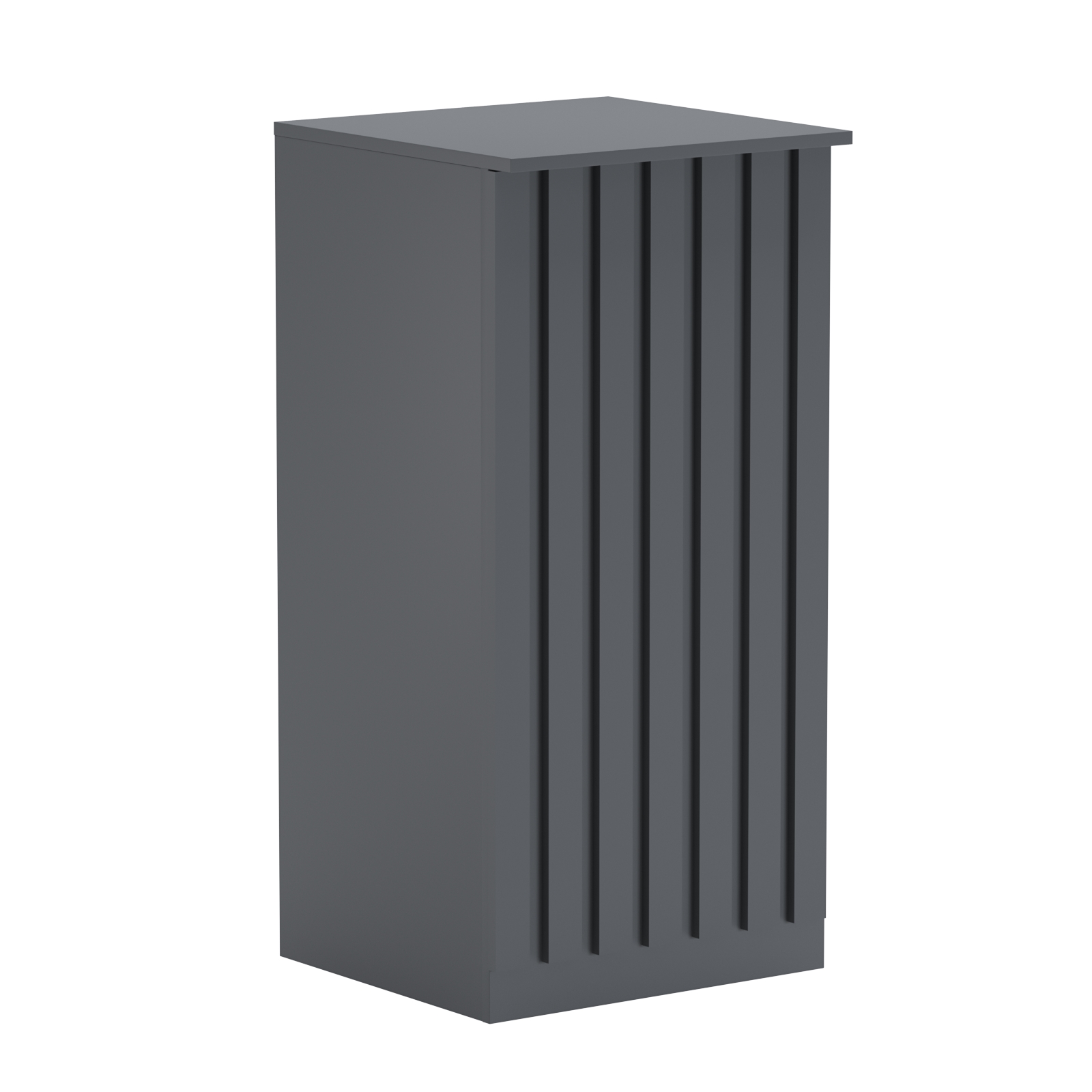 Торговый стол-прилавок квадратный для выдачи товара с планками серии ПРИЛИВ №21 Темно-Серый