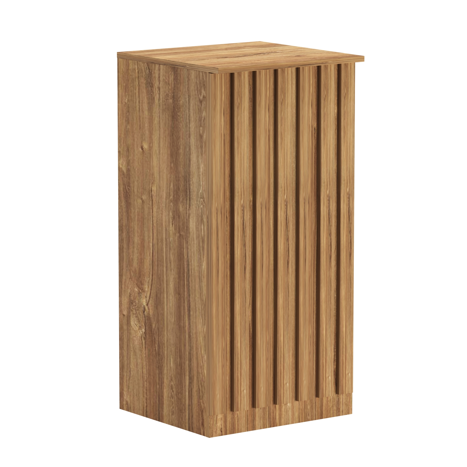 Торговый стол-прилавок квадратный для выдачи товара с планками серии ПРИЛИВ №21 Дуб Канзас коричневый