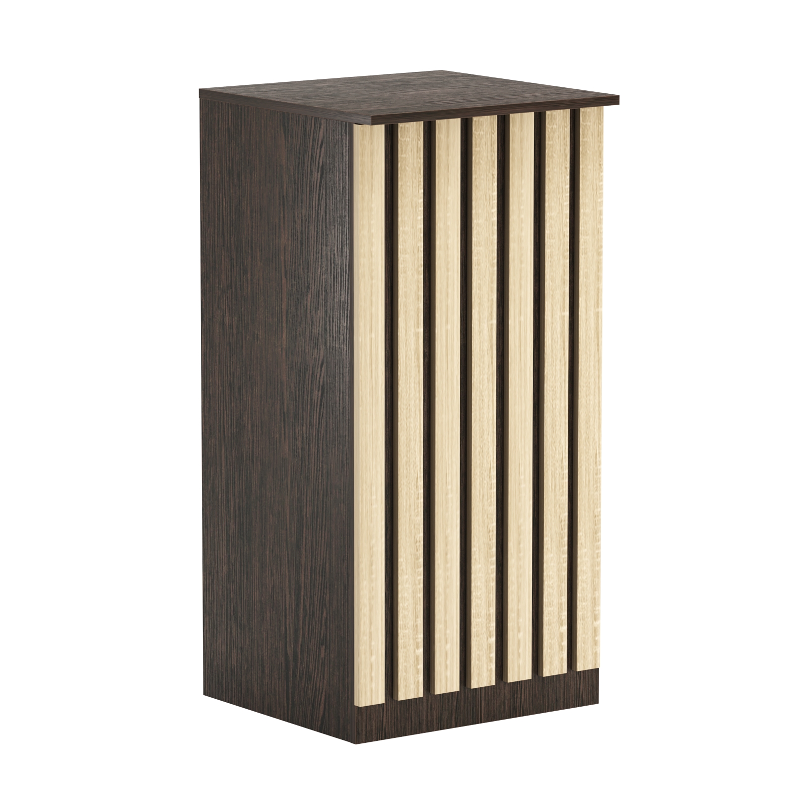 Торговый стол-прилавок квадратный для выдачи товара с планками серии ПРИЛИВ №21 Дуб Венге + Дуб Сонома