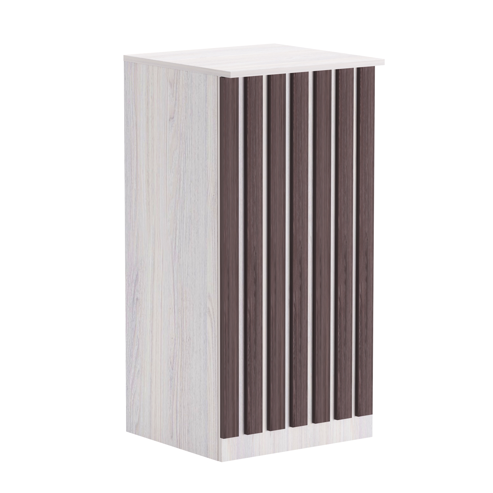 Торговый стол-прилавок квадратный для выдачи товара с планками серии ПРИЛИВ №21 Ясень Анкор светлый + Ясень Анкор темный