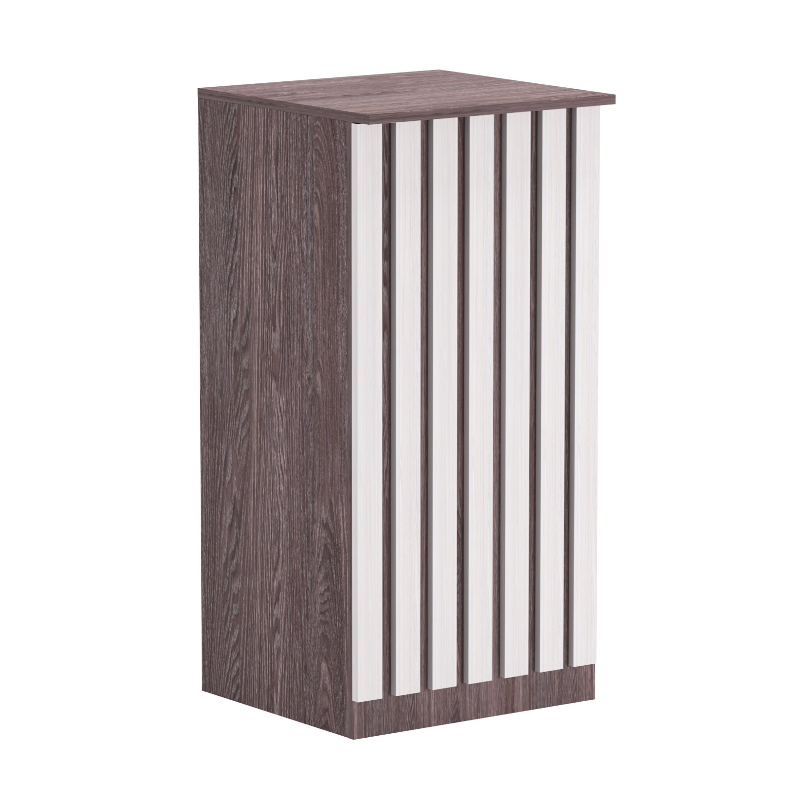 Торговый стол-прилавок квадратный для выдачи товара с планками серии ПРИЛИВ №21 Ясень Анкор темный + Ясень Анкор светлый