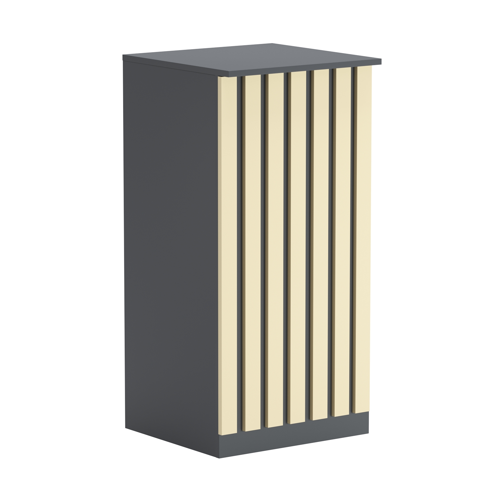 Торговый стол-прилавок квадратный для выдачи товара с планками серии ПРИЛИВ №21 Темно-серый + Крем Вайс