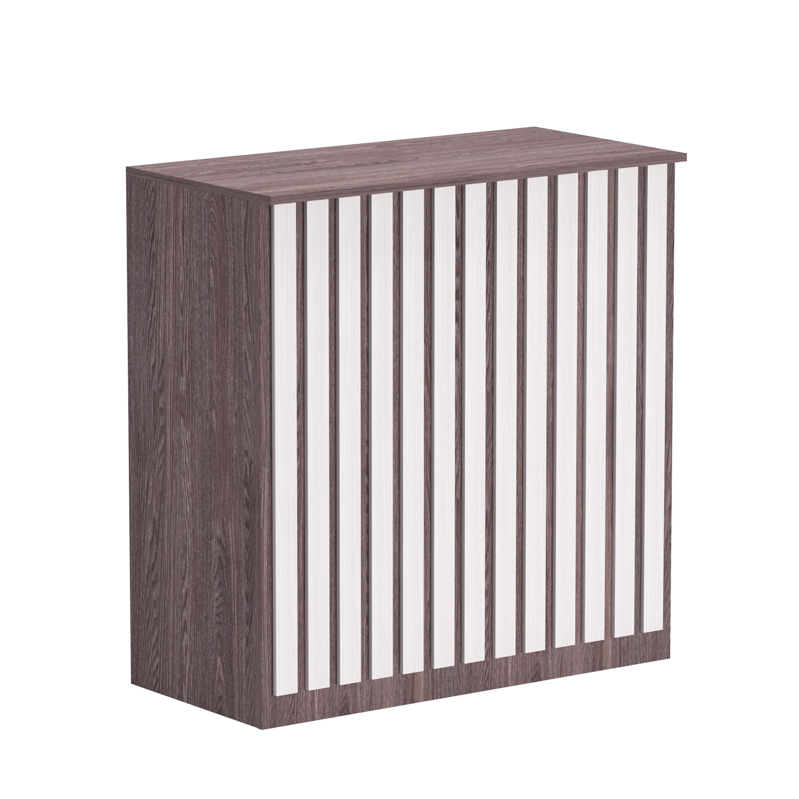 Торговый стол-прилавок широкий с планками серии ПРИЛИВ №20 Ясень Анкор темный + Ясень Анкор светлый