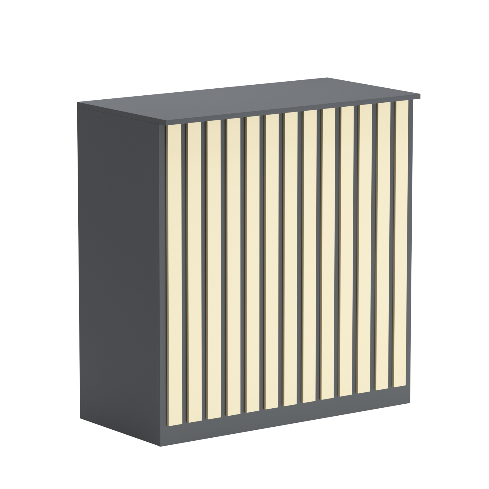 Торговый стол-прилавок широкий с планками серии ПРИЛИВ №20 Темно-серый + Крем Вайс