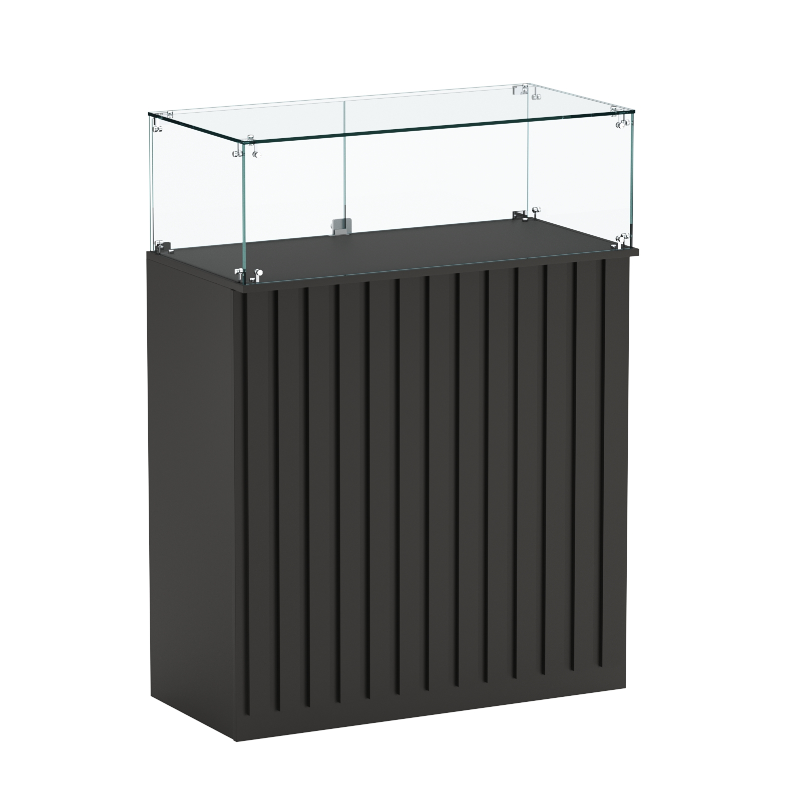 Торговый прилавок прямоугольный с планками и стеклянным колпаком ПРИЛИВ №1 Черный