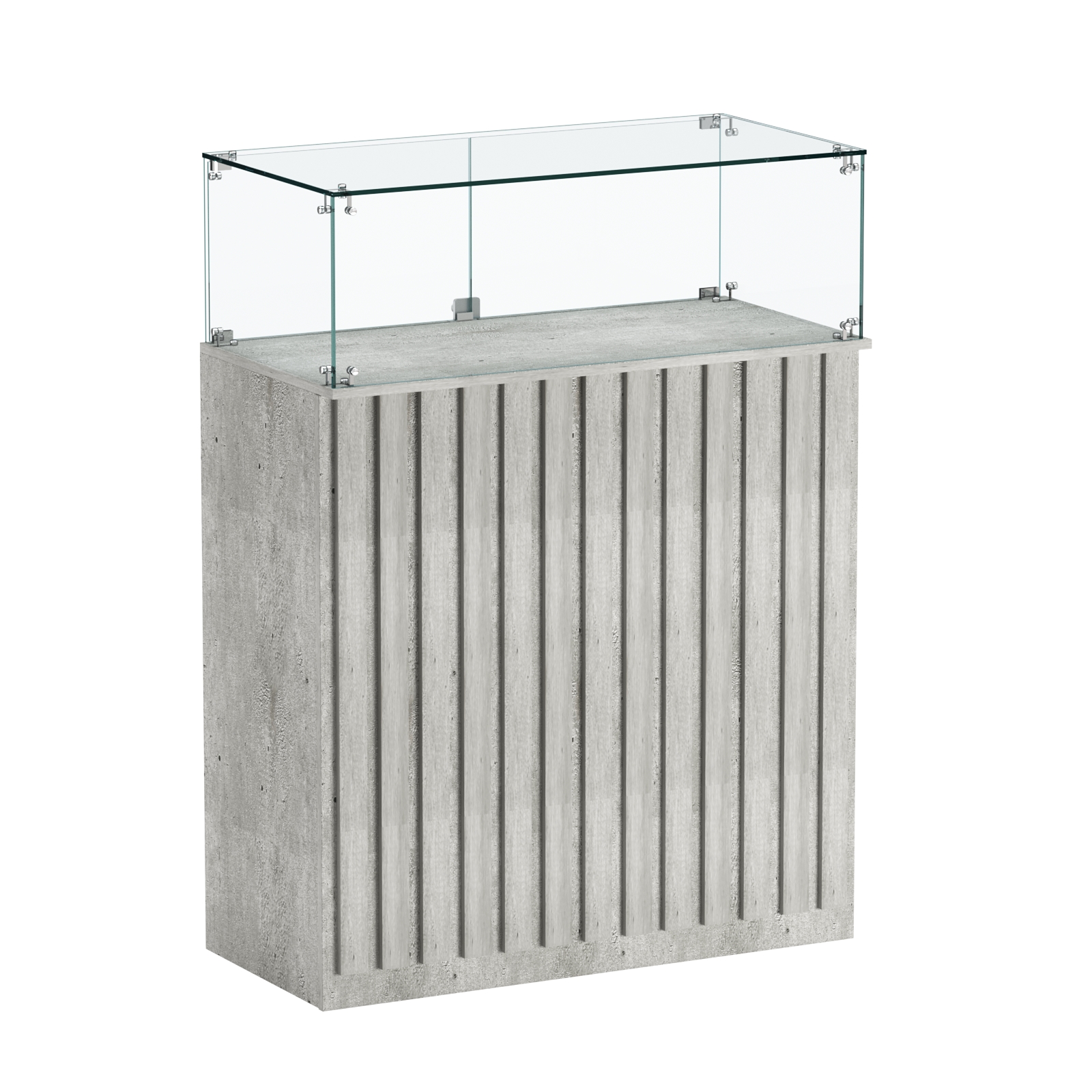 Торговый прилавок прямоугольный с планками и стеклянным колпаком ПРИЛИВ №1 Метрополитан Грей