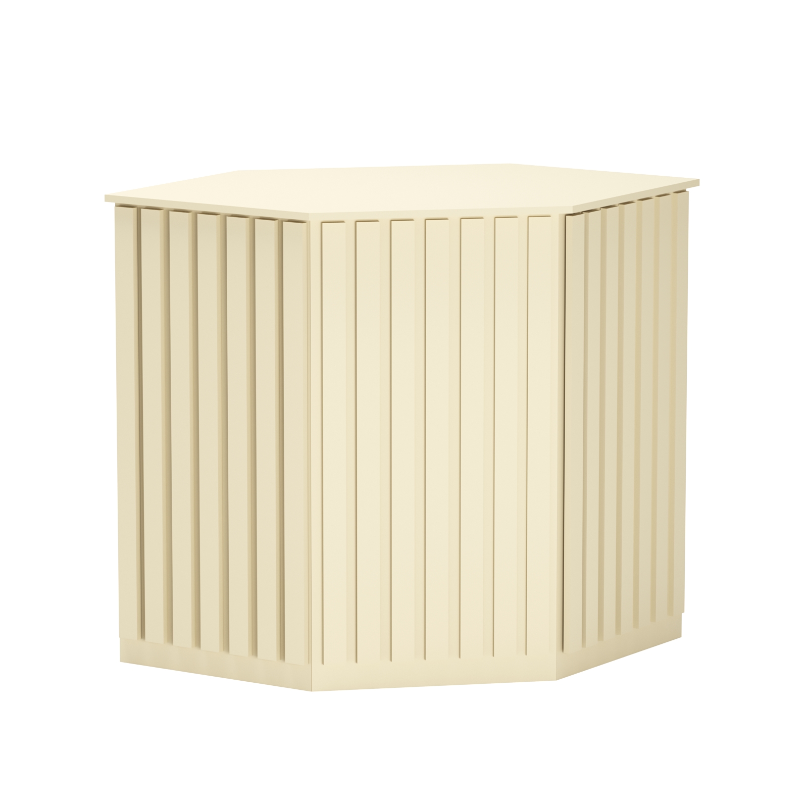 Торговый стол-прилавок шестигранный с планками серии ПРИЛИВ №22 Крем Вайс