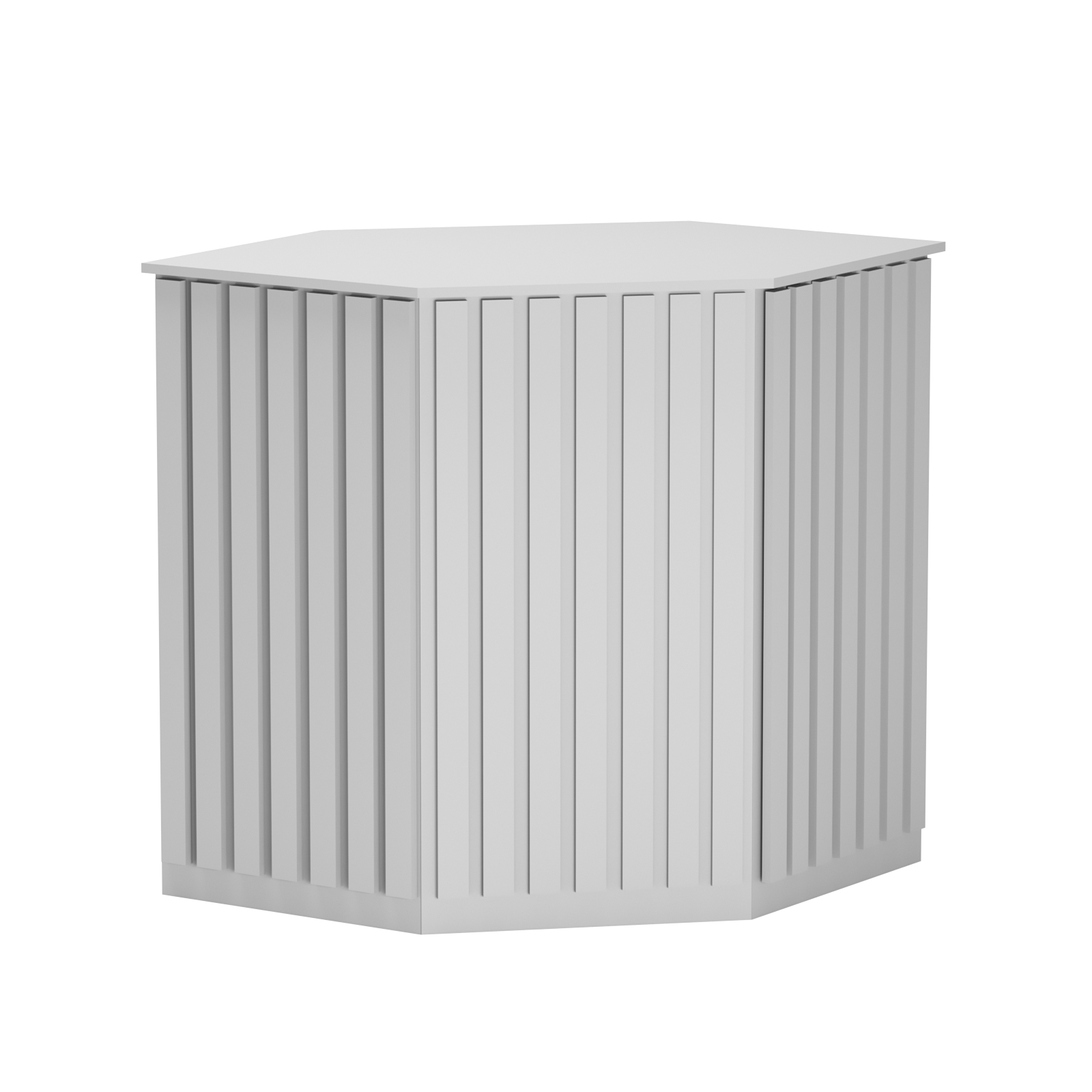 Торговый стол-прилавок шестигранный с планками серии ПРИЛИВ №22 Серый