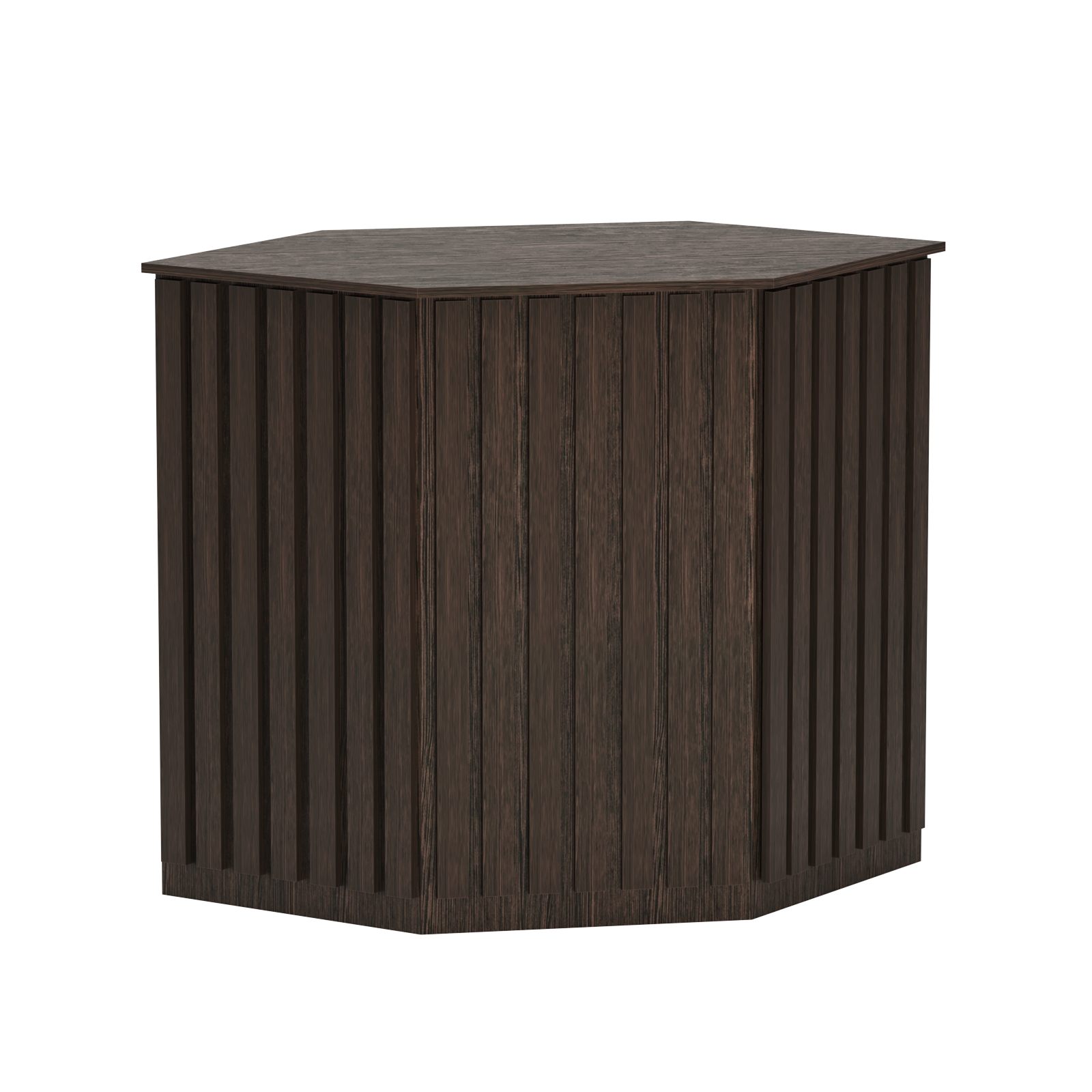 Торговый стол-прилавок шестигранный с планками серии ПРИЛИВ №22 Дуб Венге