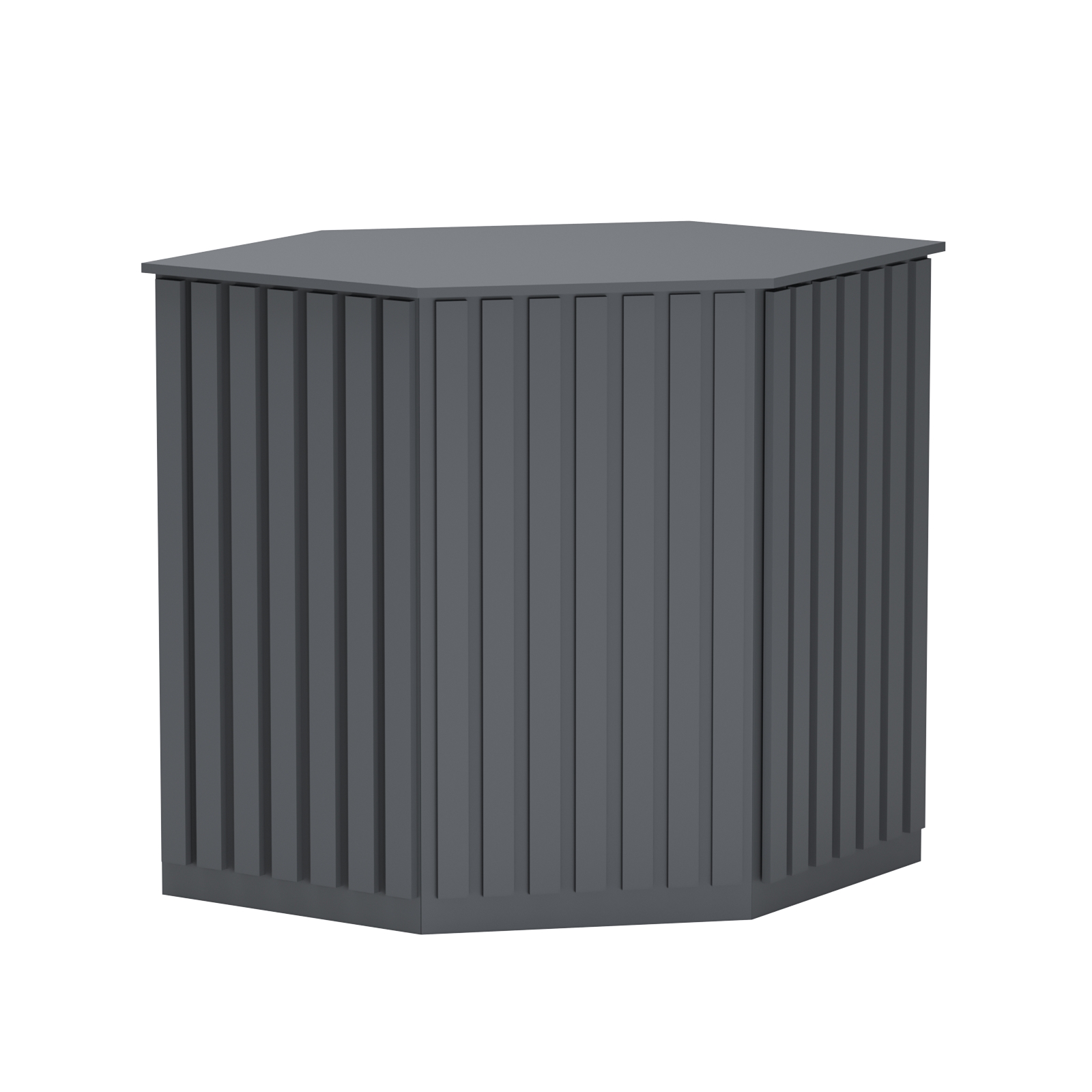 Торговый стол-прилавок шестигранный с планками серии ПРИЛИВ №22 Темно-Серый