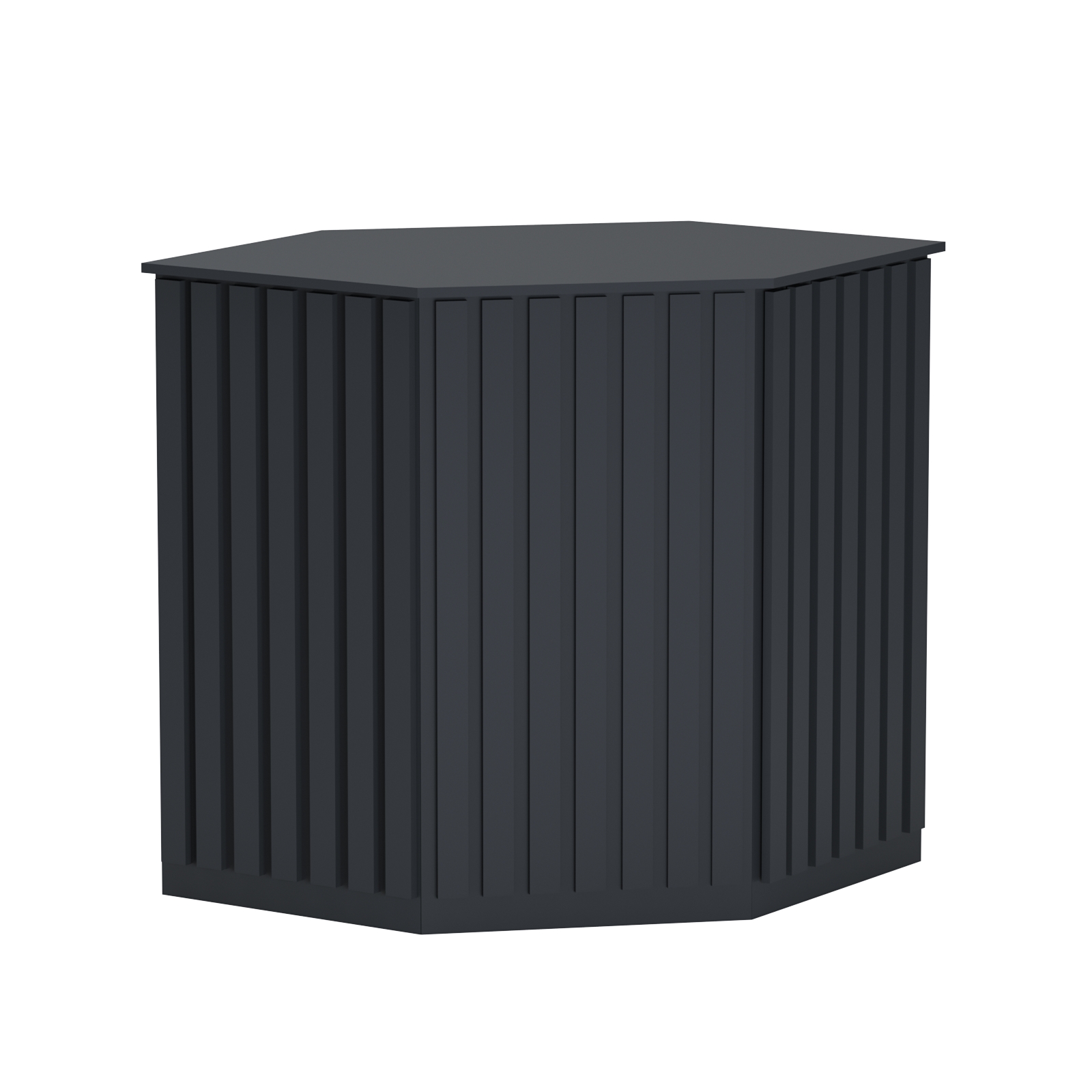 Торговый стол-прилавок шестигранный с планками серии ПРИЛИВ №22 Антрацит