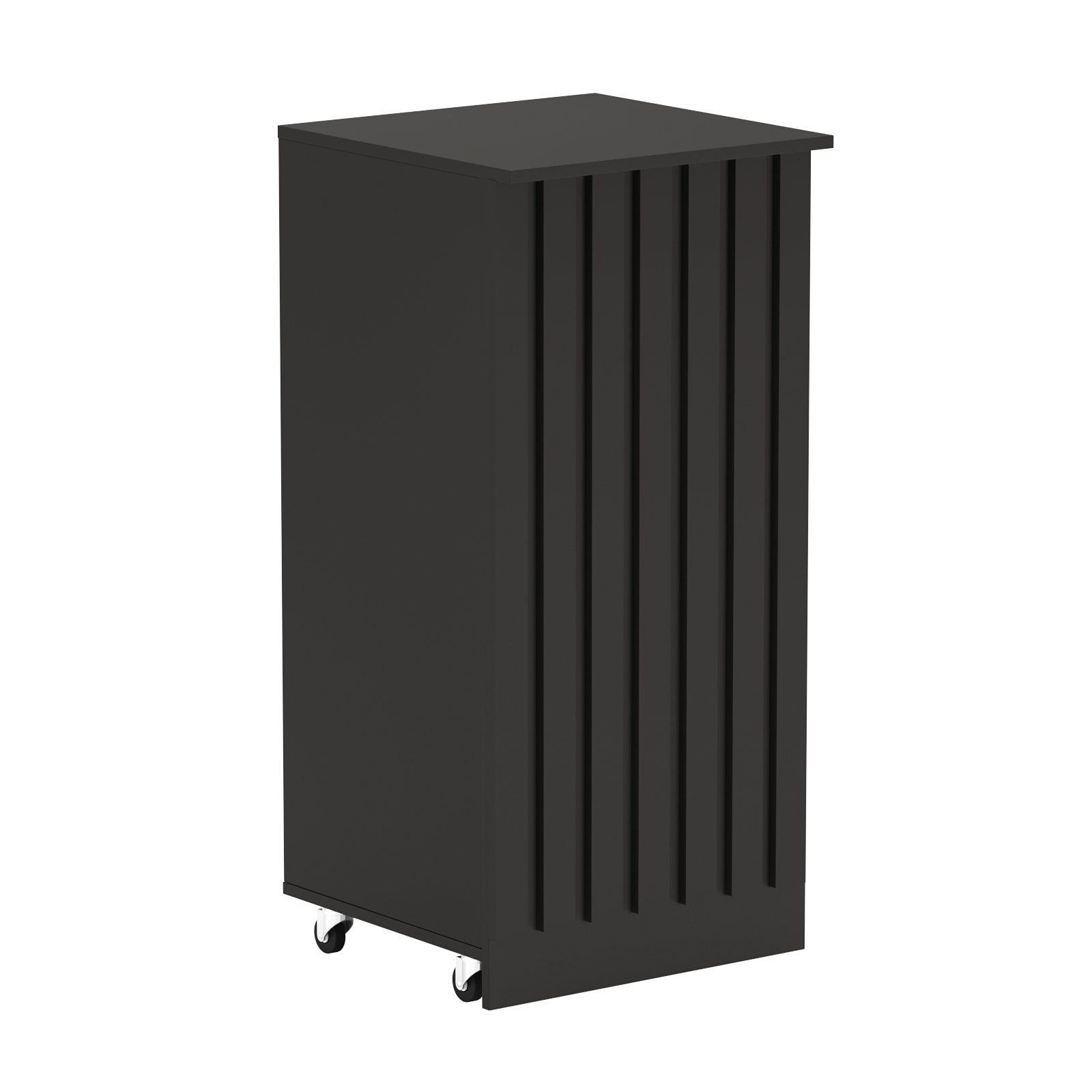 Торговый прилавок под кассу выкатной квадратный с планками серии ПРИЛИВ №2 Черный