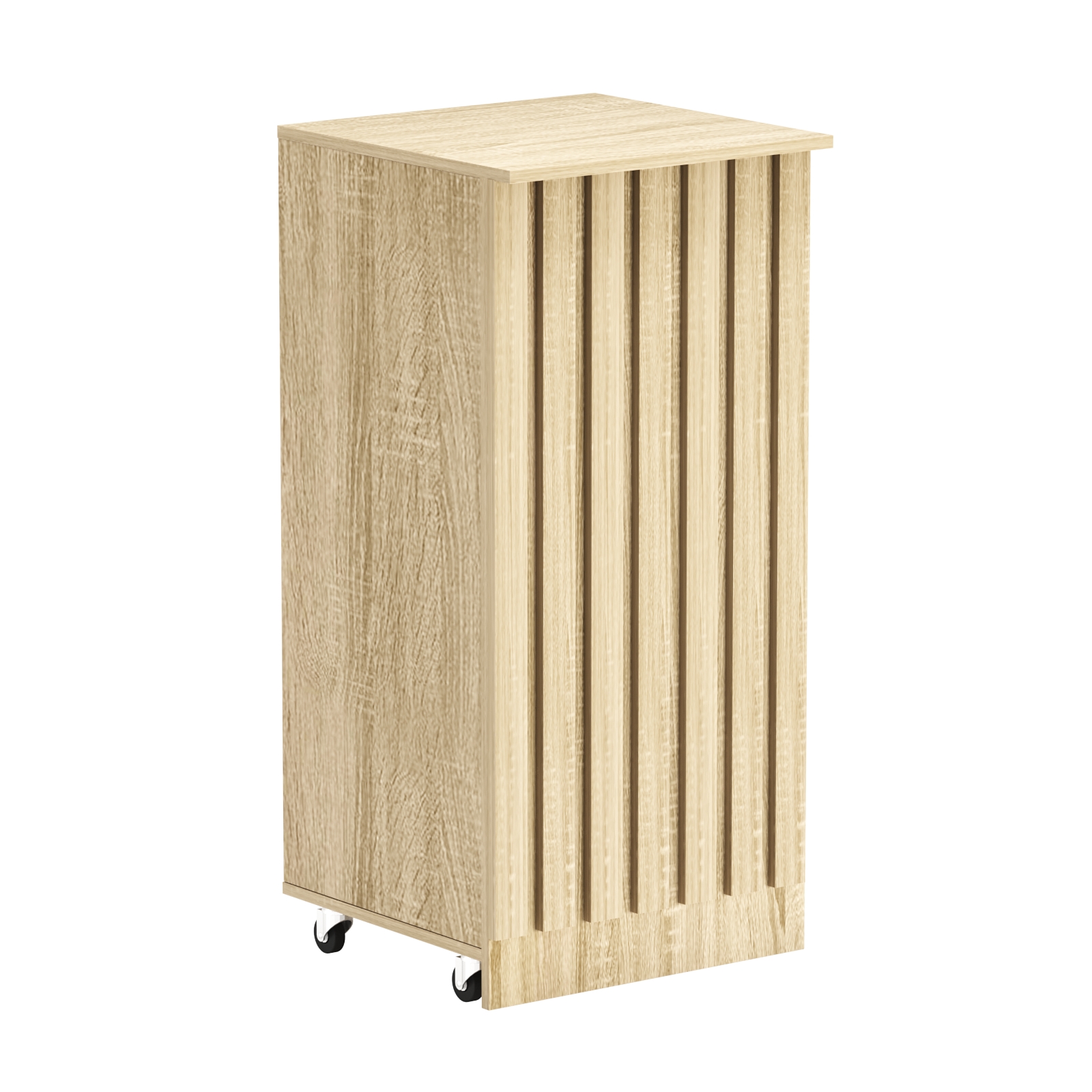 Торговый прилавок под кассу выкатной квадратный с планками серии ПРИЛИВ №2 Дуб сонома